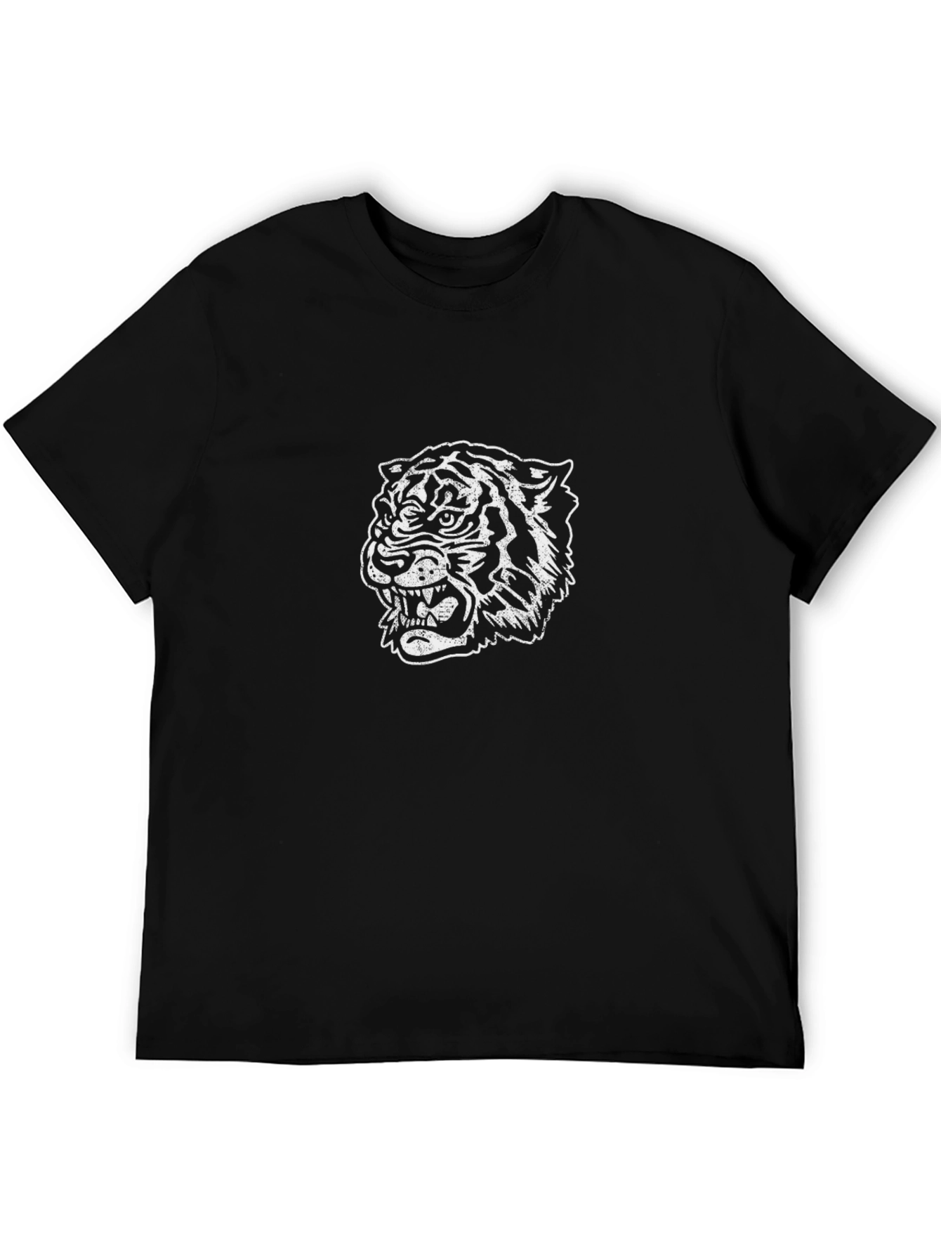 Tiger Graphic Tee - Mens Black Cotton T-Shirt
