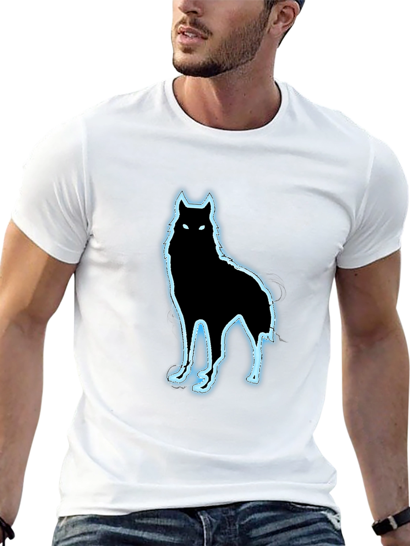 Wolf Graphic Black T-Shirt - Modern Fit