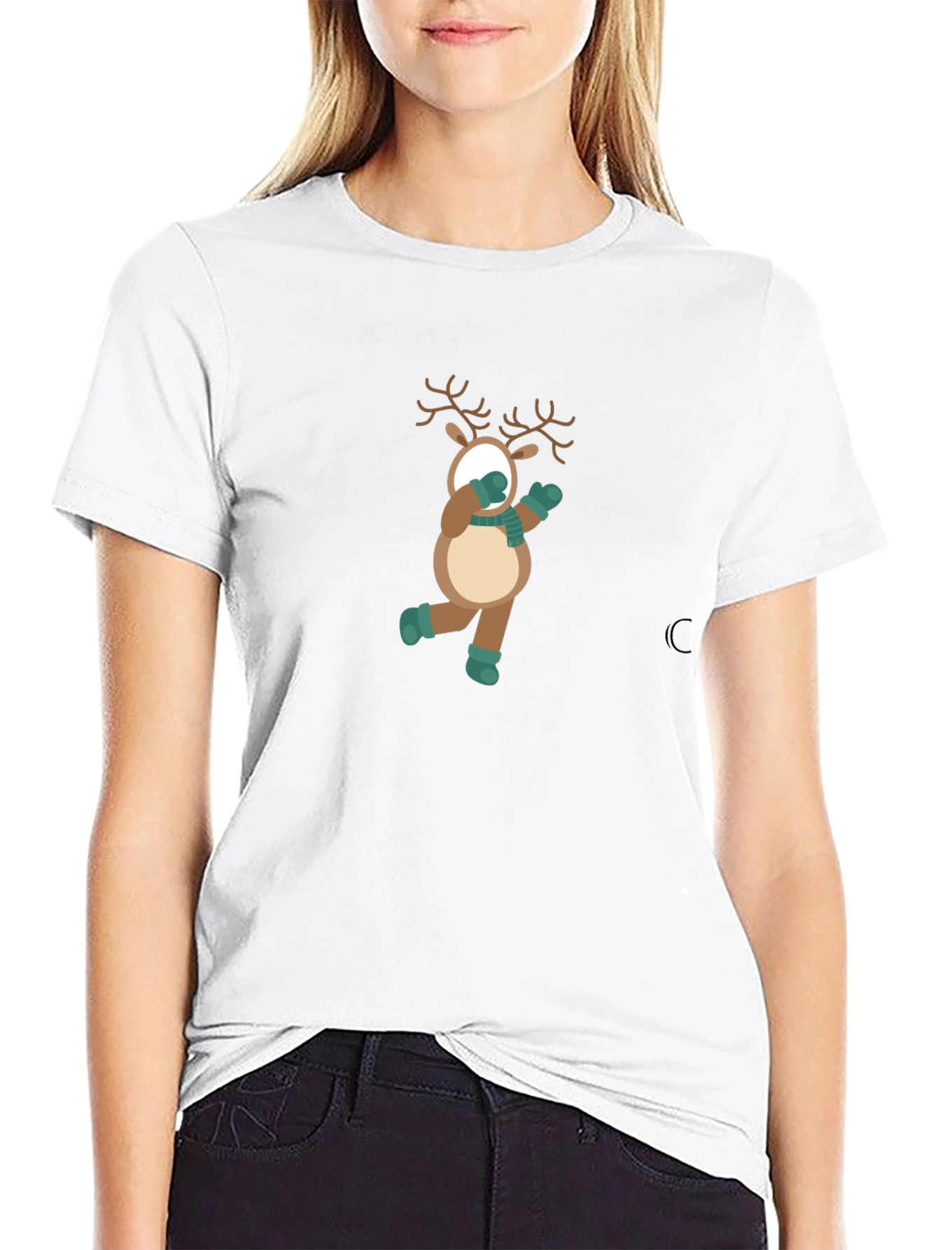 Festive Reindeer Graphic Tee - Holiday Fun