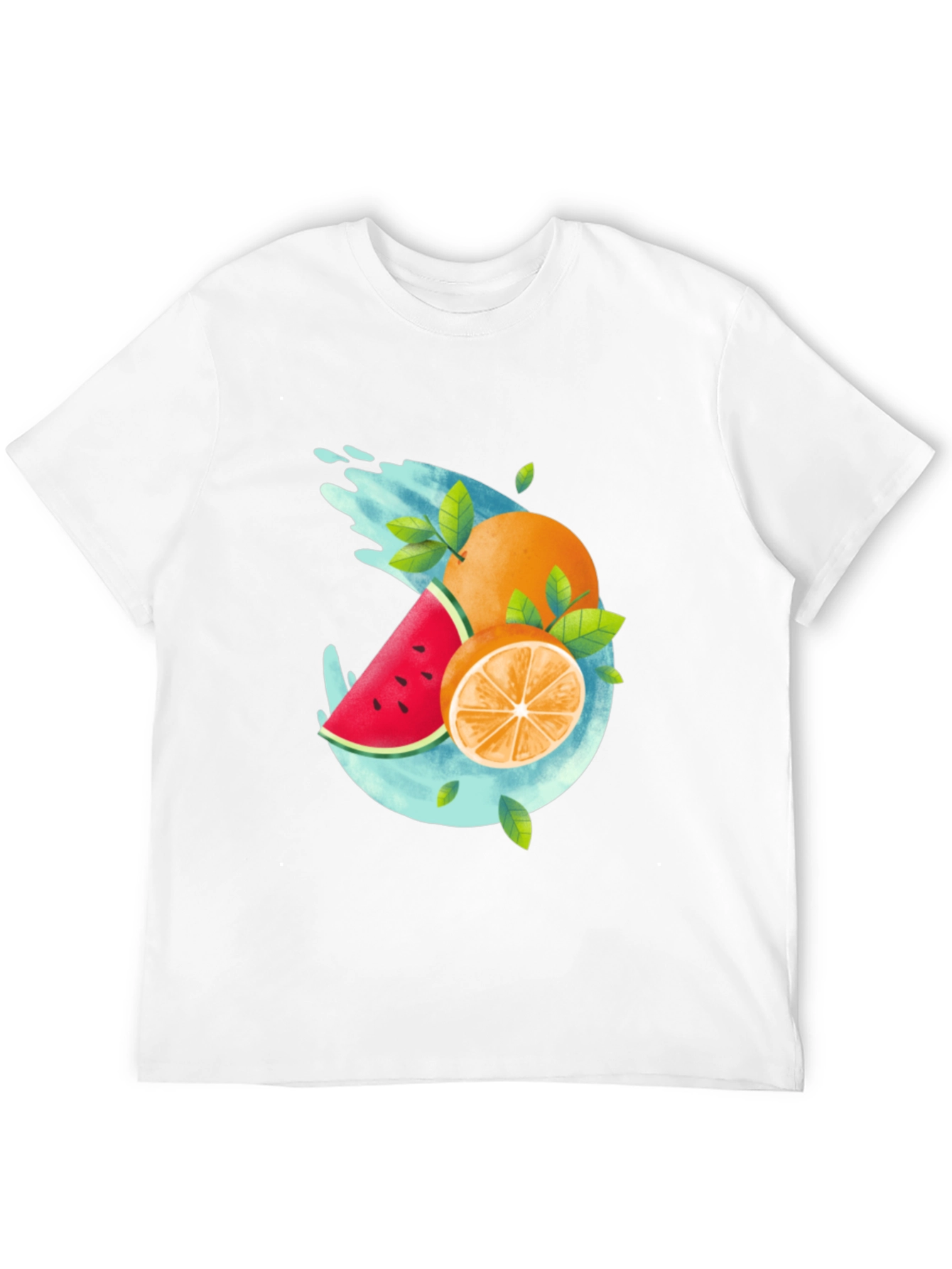 Summer Fruit Splash Graphic Tee - Black Casual T-Shirt