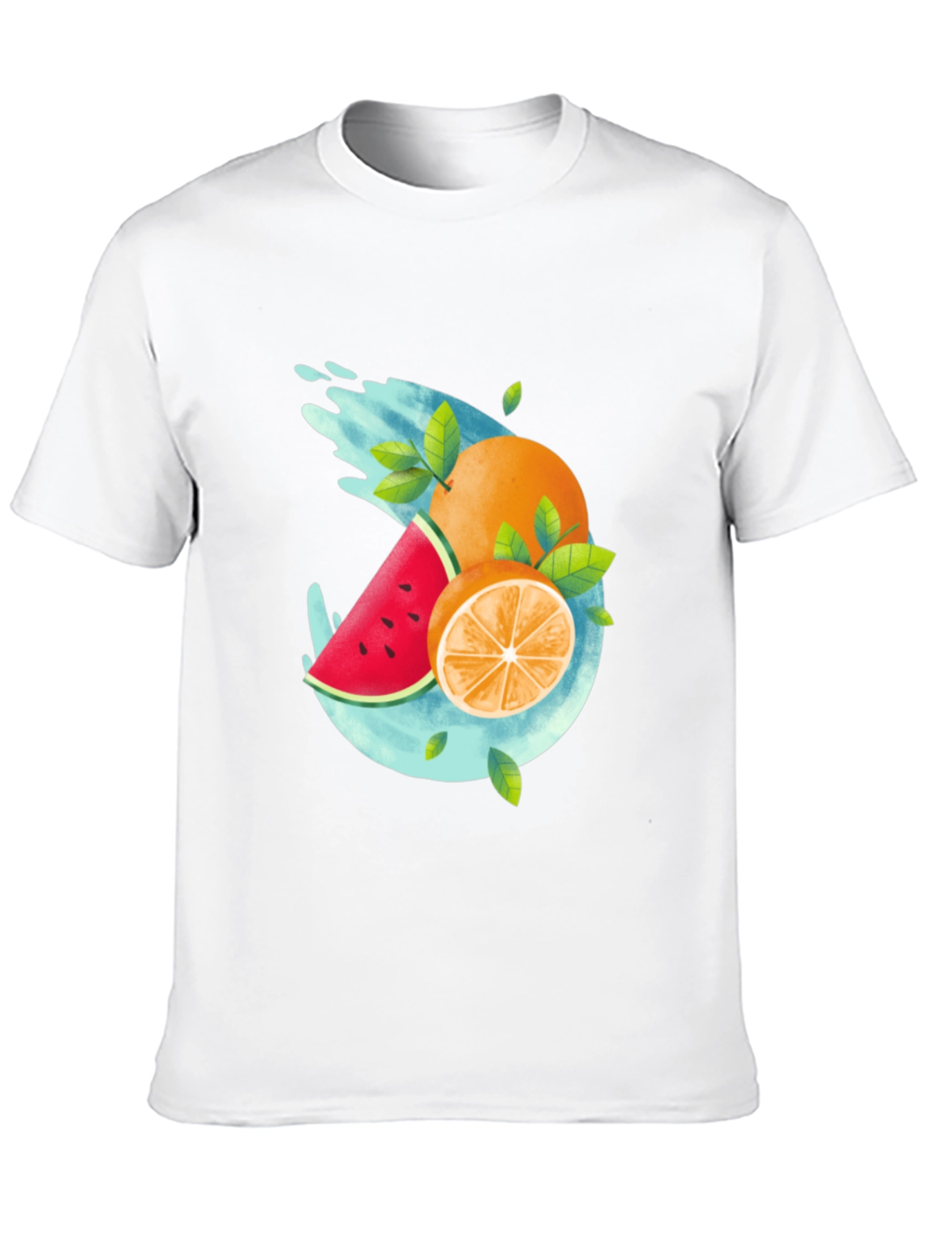 Summer Fruit Splash Graphic Tee - Black Casual T-Shirt