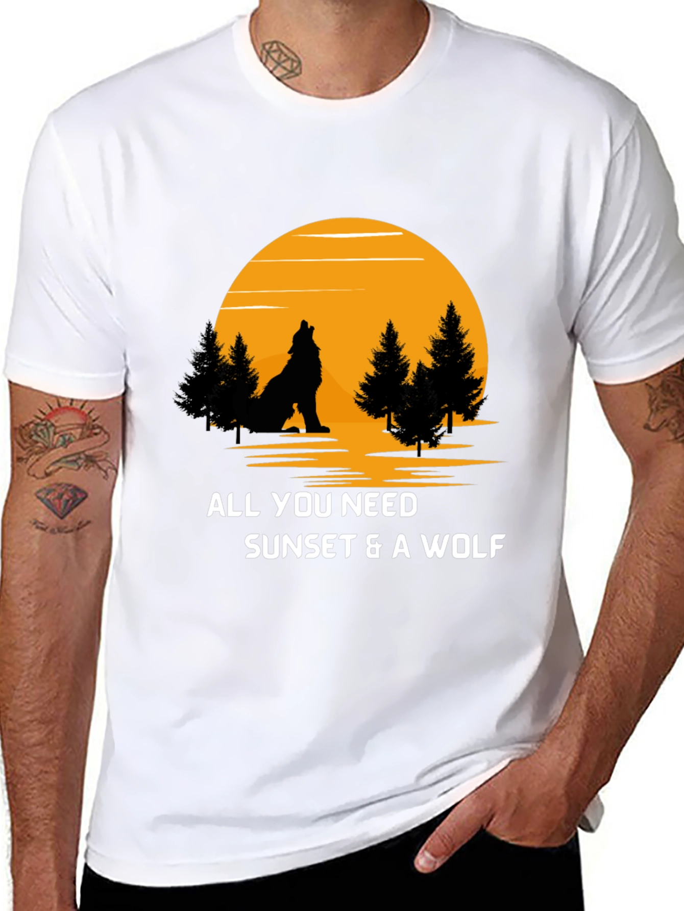 Wolf Sunset Graphic Tee - Nature Lovers T-Shirt