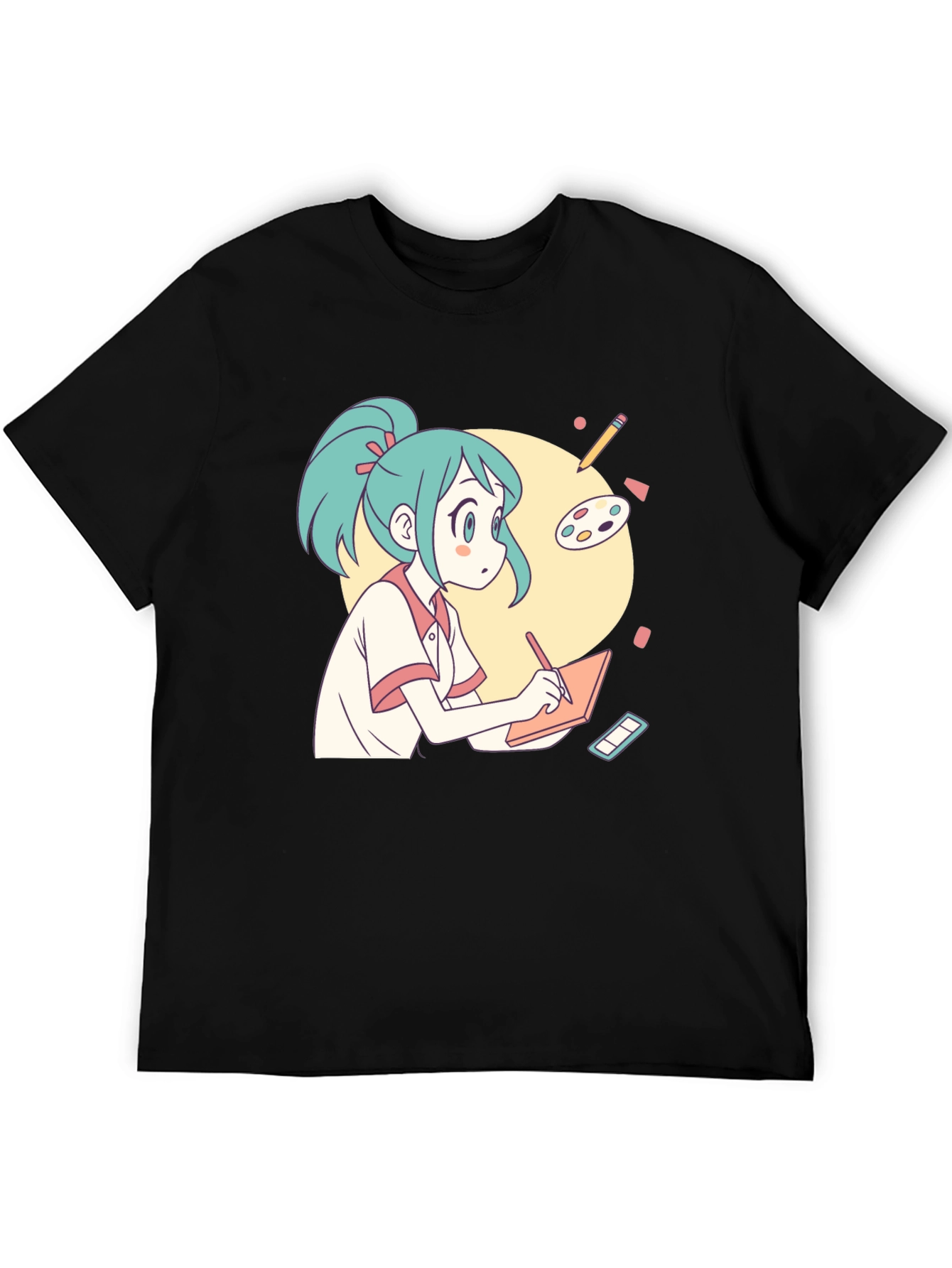 Anime Artist T-Shirt - Black Cotton Graphic Tee