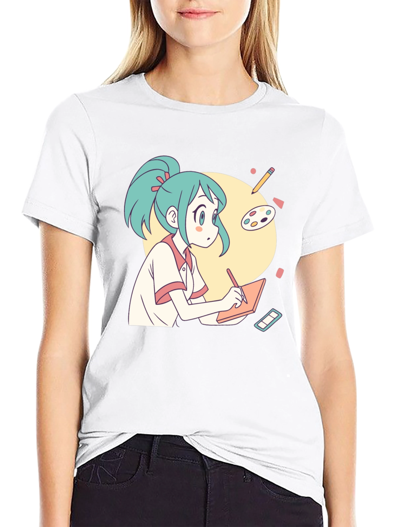 Anime Artist T-Shirt - Black Cotton Graphic Tee