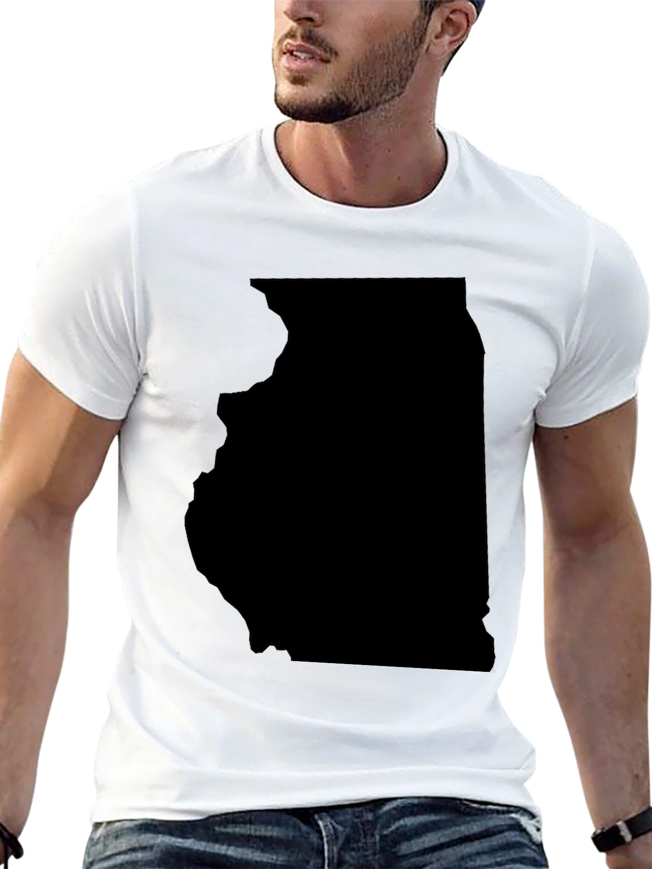 Illinois State Map Graphic Tee - Black