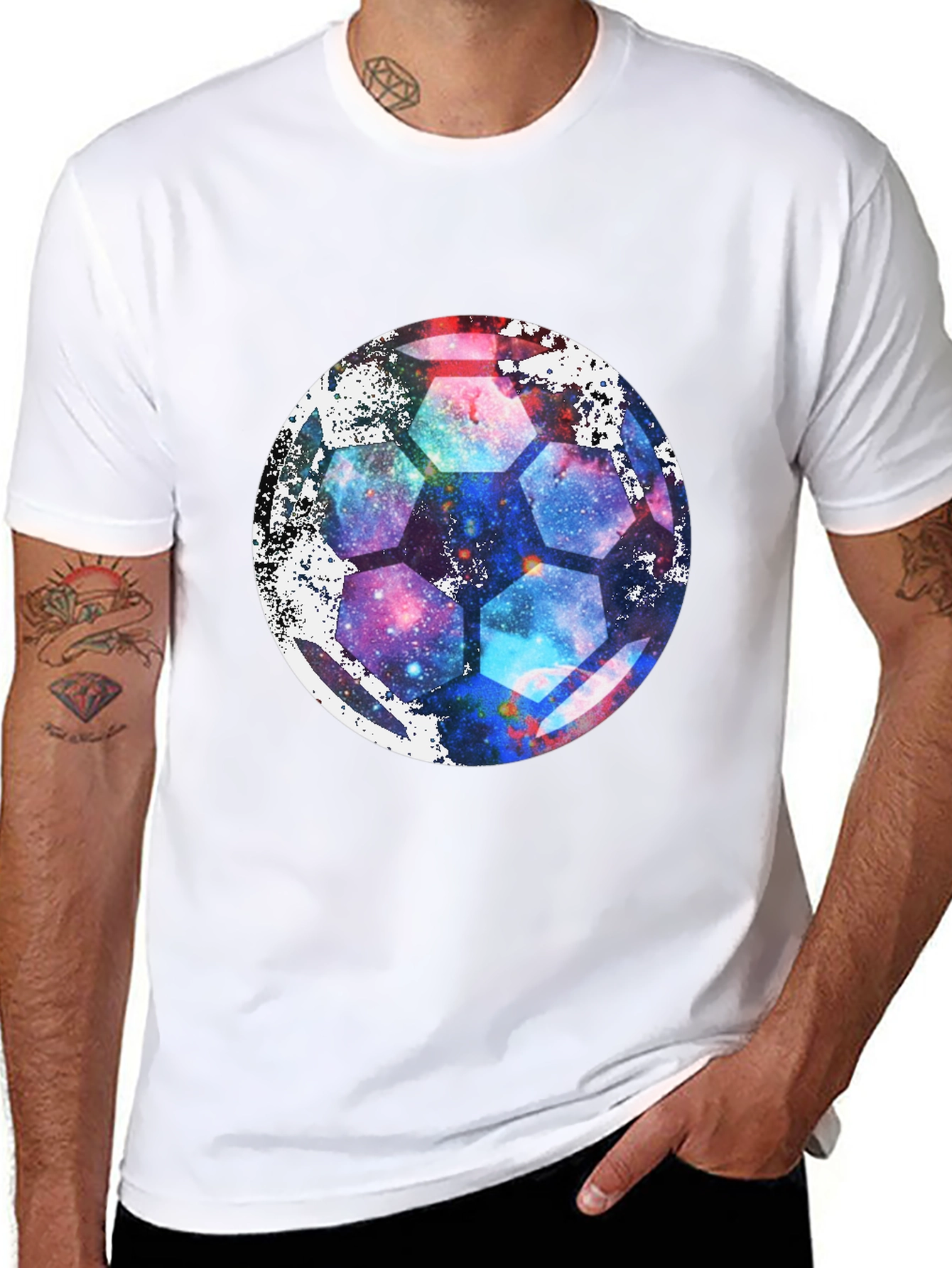 Galaxy Soccer Ball Graphic Tee - Unique Space Design!