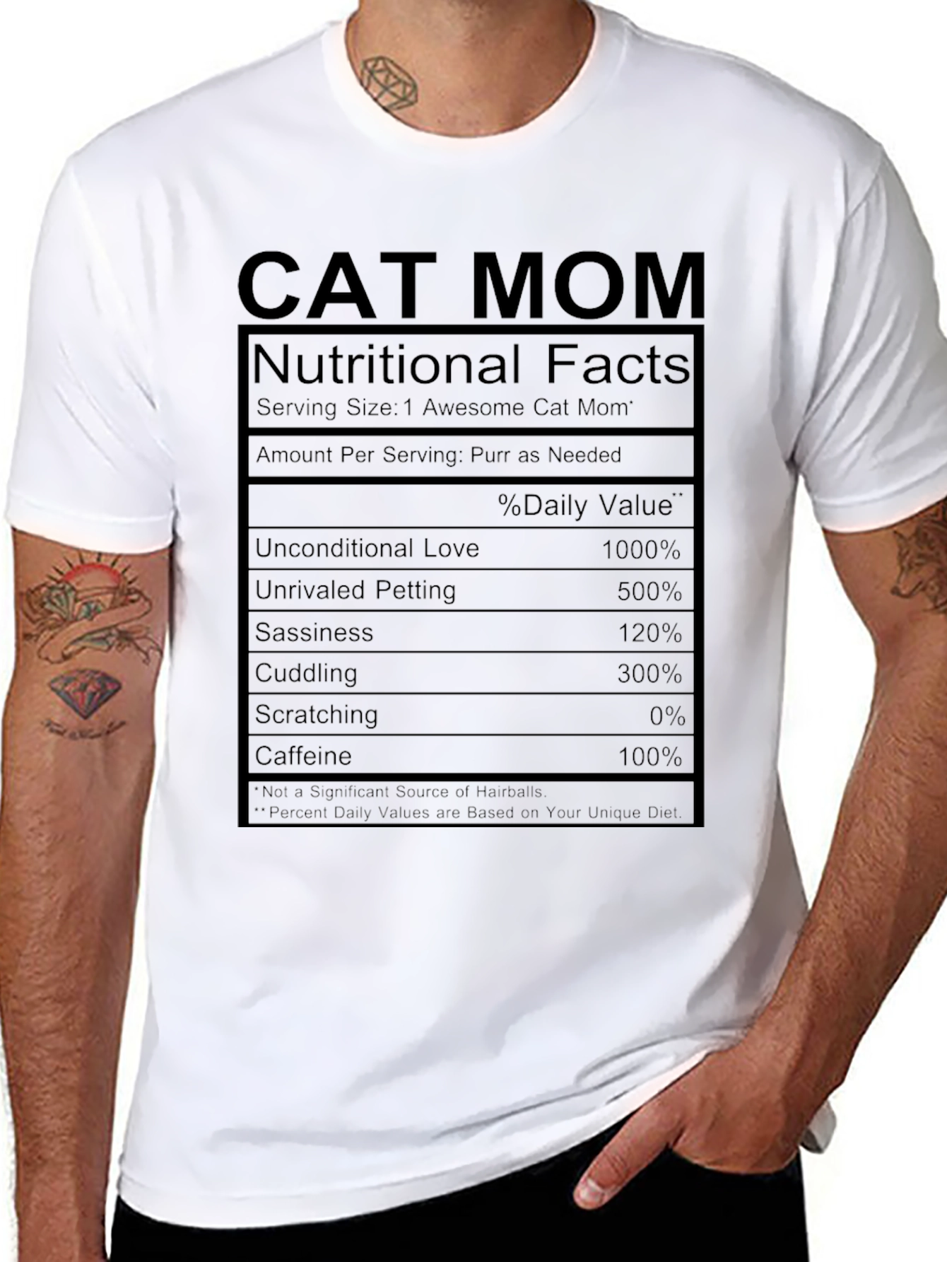 Cat Mom Nutritional Facts Black T-Shirt