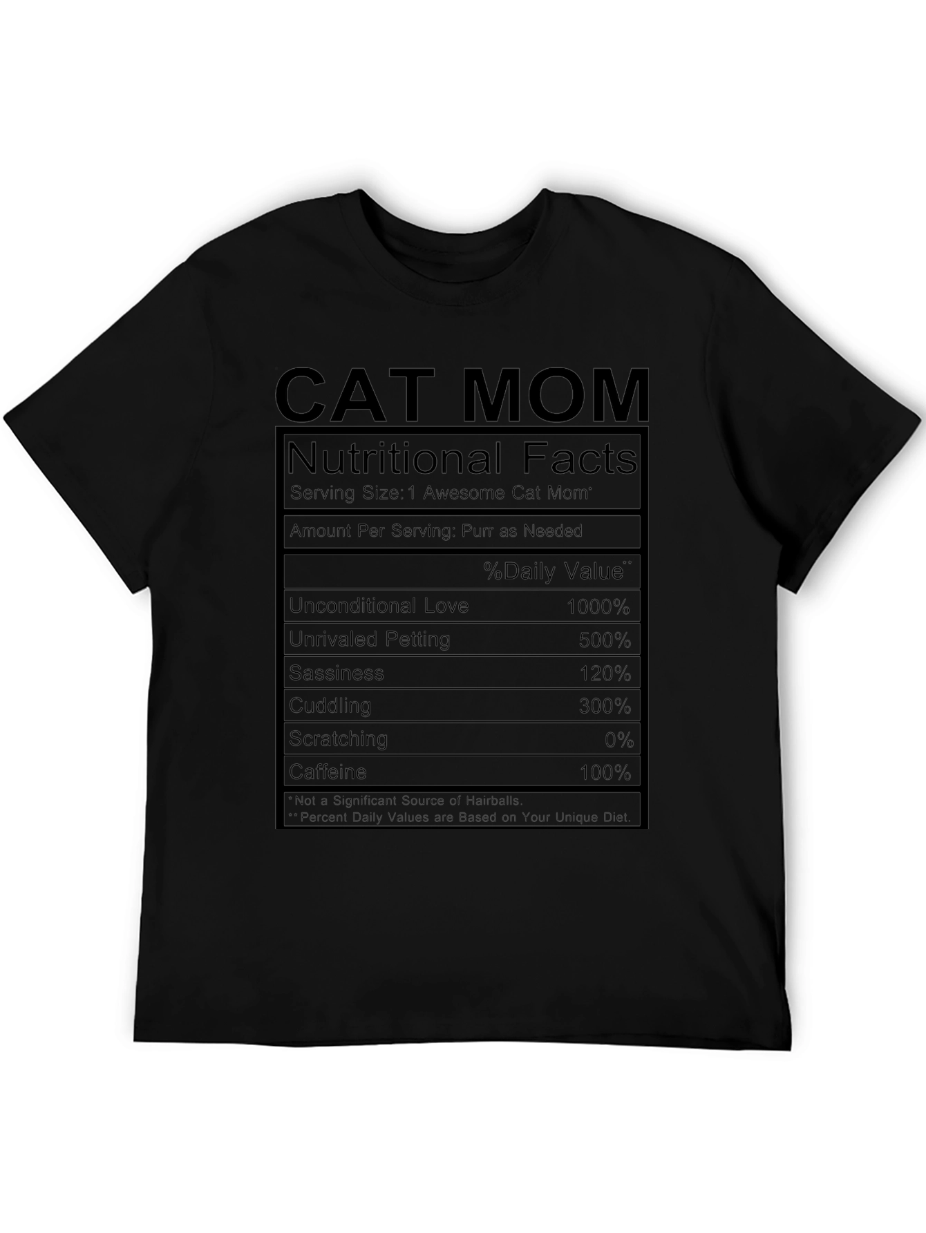 Cat Mom Nutritional Facts Black T-Shirt