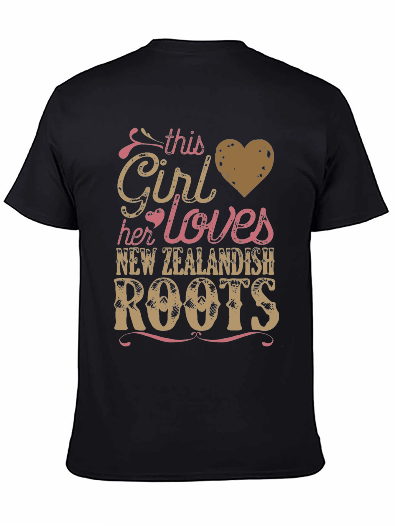 Girl Loves New Zealand Roots Black T-Shirt