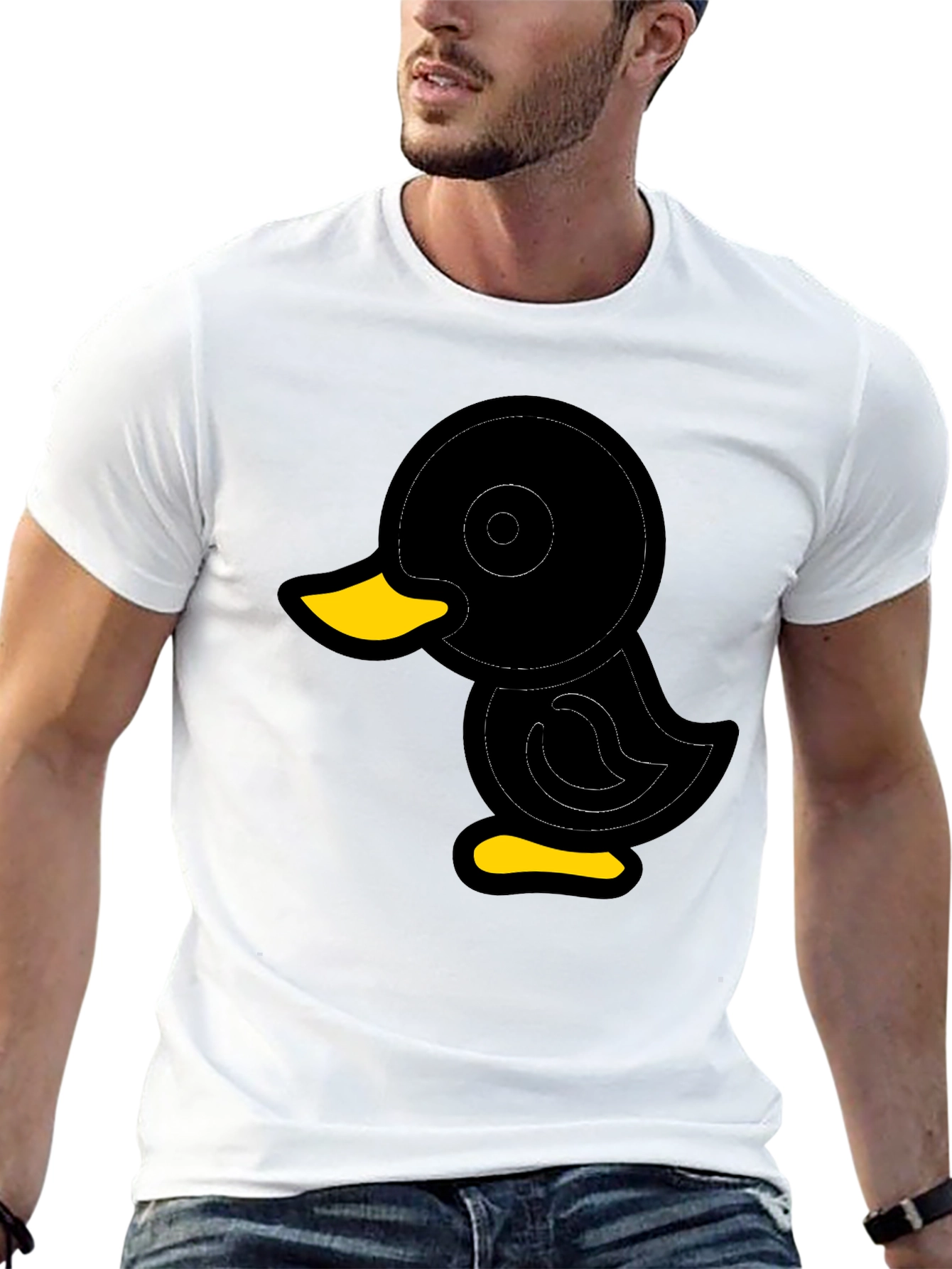 Duck Graphic Tee - Soft Black Cotton Blend Shirt
