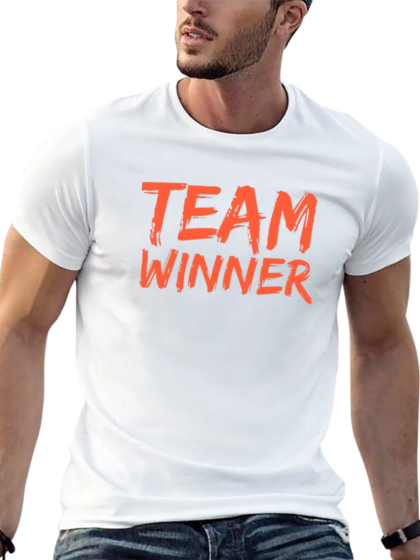 Team Winner Graphic Tee - Black Crew Neck