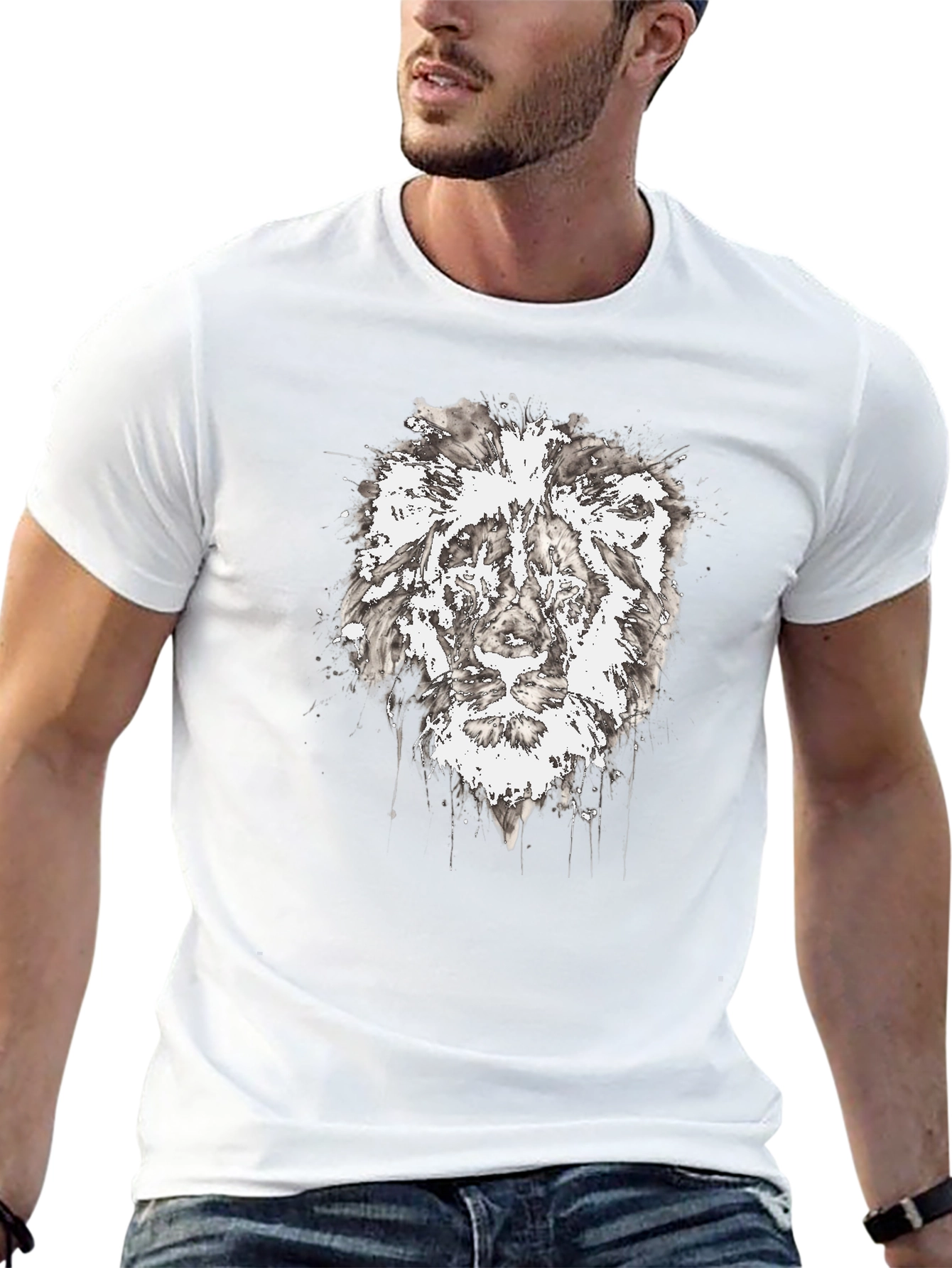 Lion Graphic Black T-Shirt - Artistic Print
