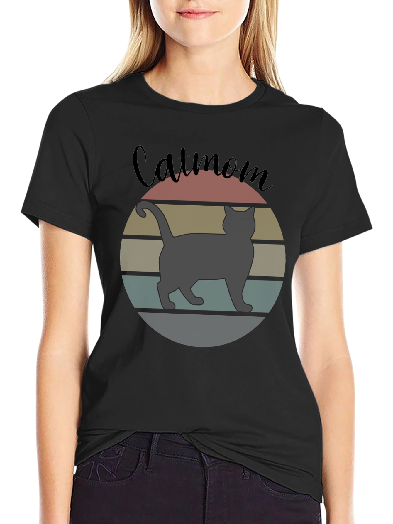 Catmom Retro Style T-Shirt - Unisex Black Tee