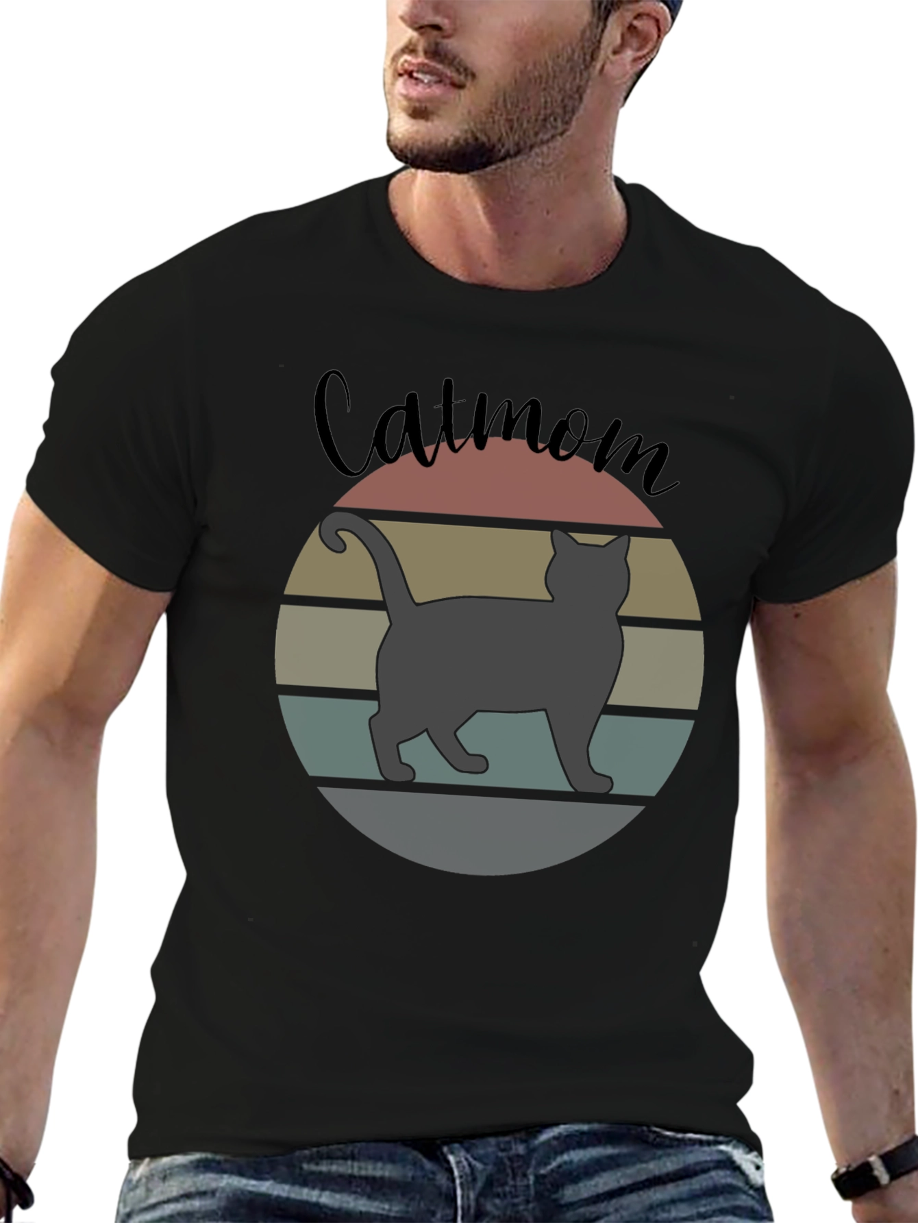 Catmom Retro Style T-Shirt - Unisex Black Tee