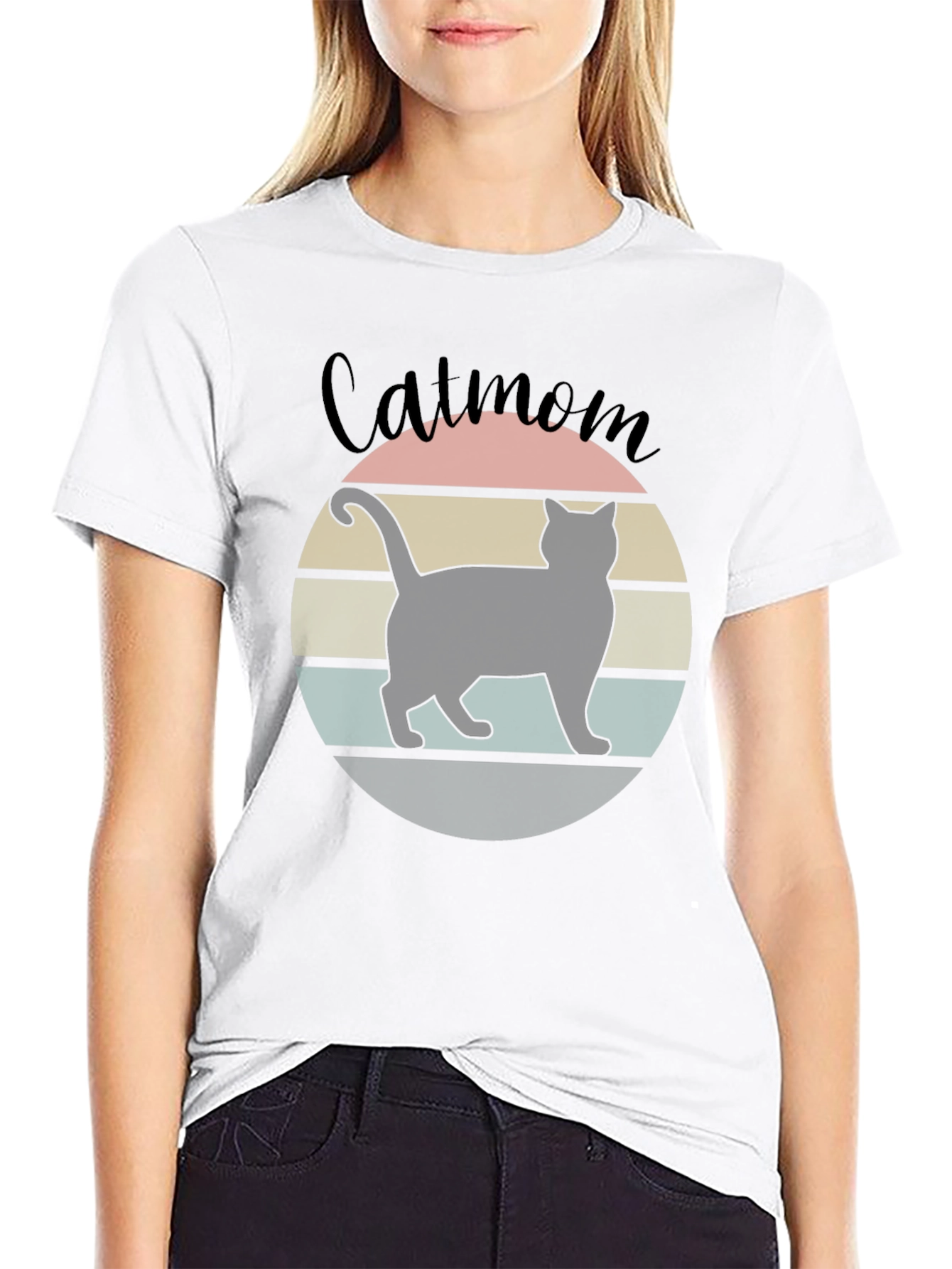 Catmom Retro Style T-Shirt - Unisex Black Tee