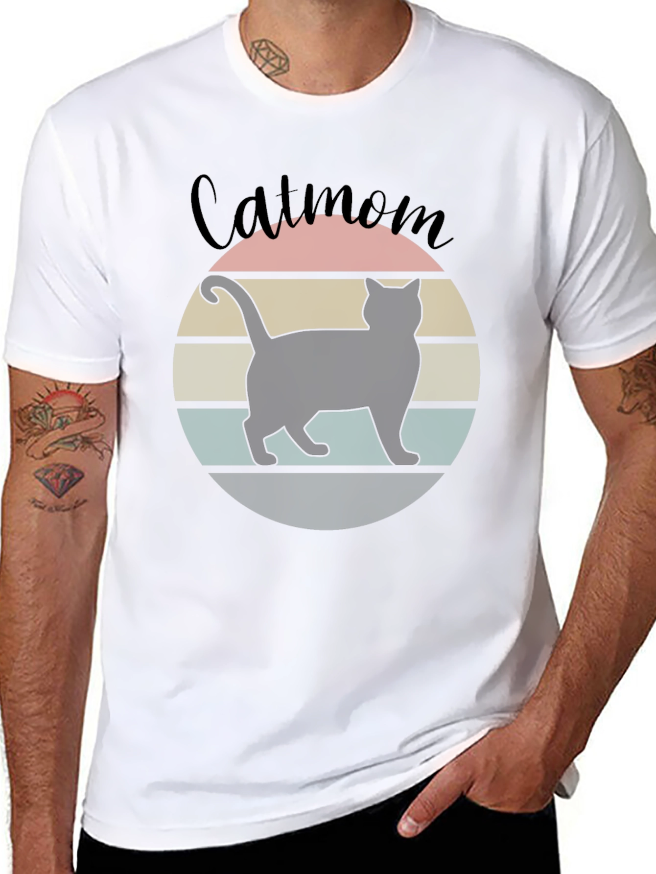 Catmom Retro Style T-Shirt - Unisex Black Tee