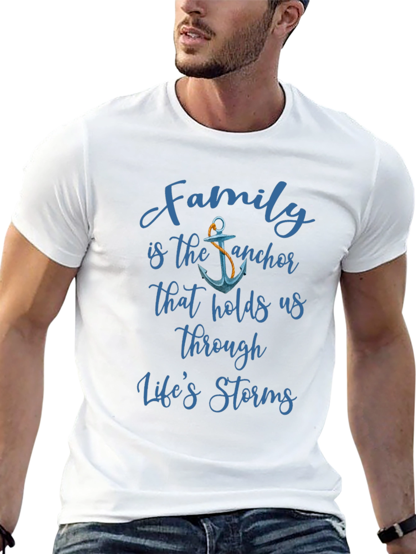 Family is the Anchor Mens Black T-Shirt