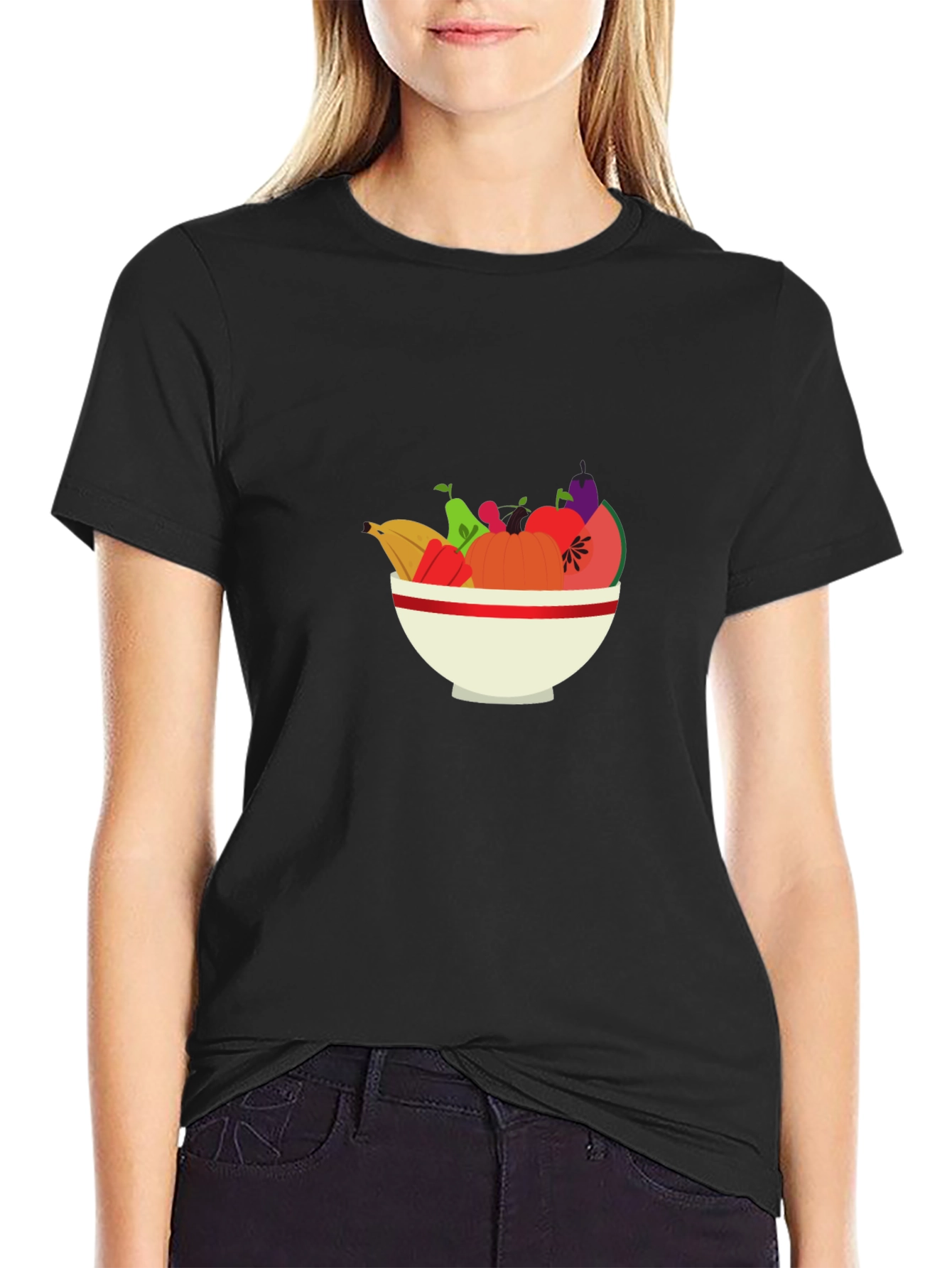 Fruit Bowl Graphic Tee - Casual Black T-Shirt
