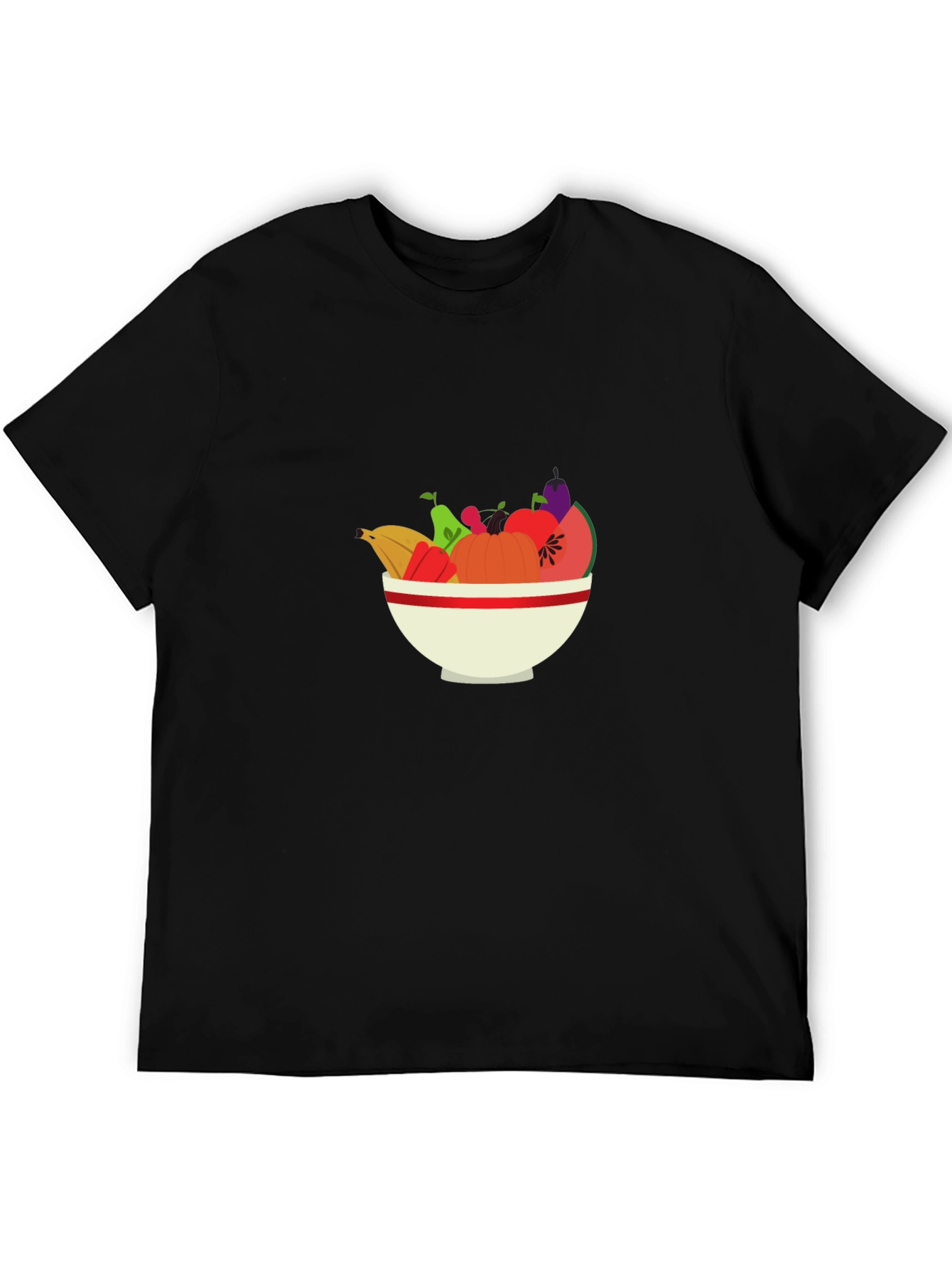 Fruit Bowl Graphic Tee - Casual Black T-Shirt