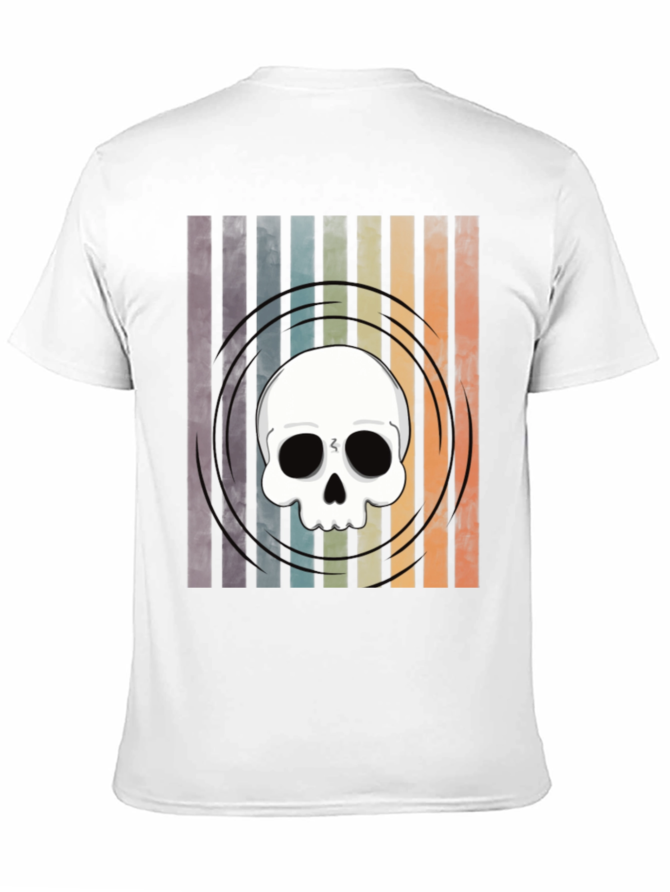 Striped Skull Graphic Tee - Retro Style