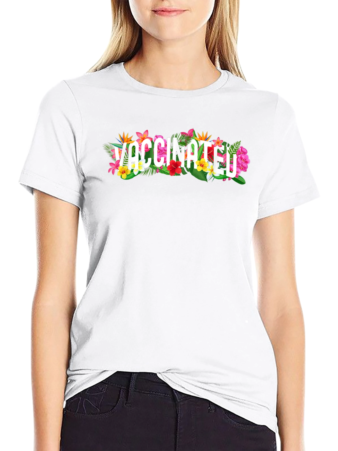 Vaccinated Floral Graphic T-Shirt