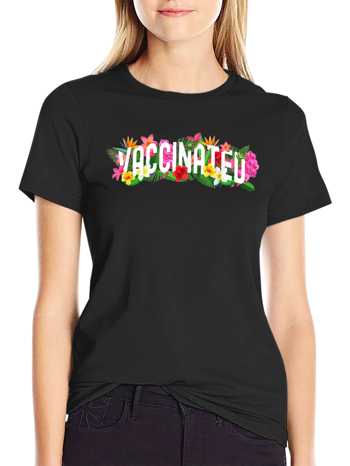 Vaccinated Floral Graphic T-Shirt