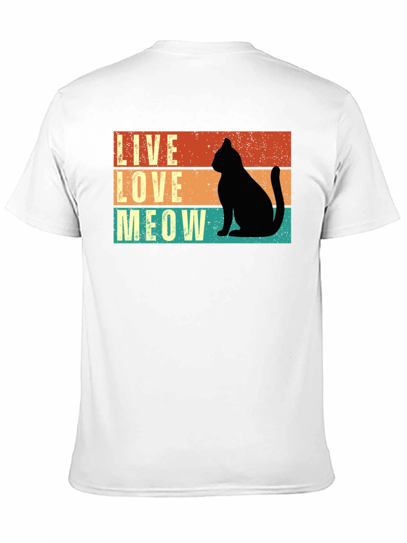 Live Love Meow Cat Silhouette Graphic Tee