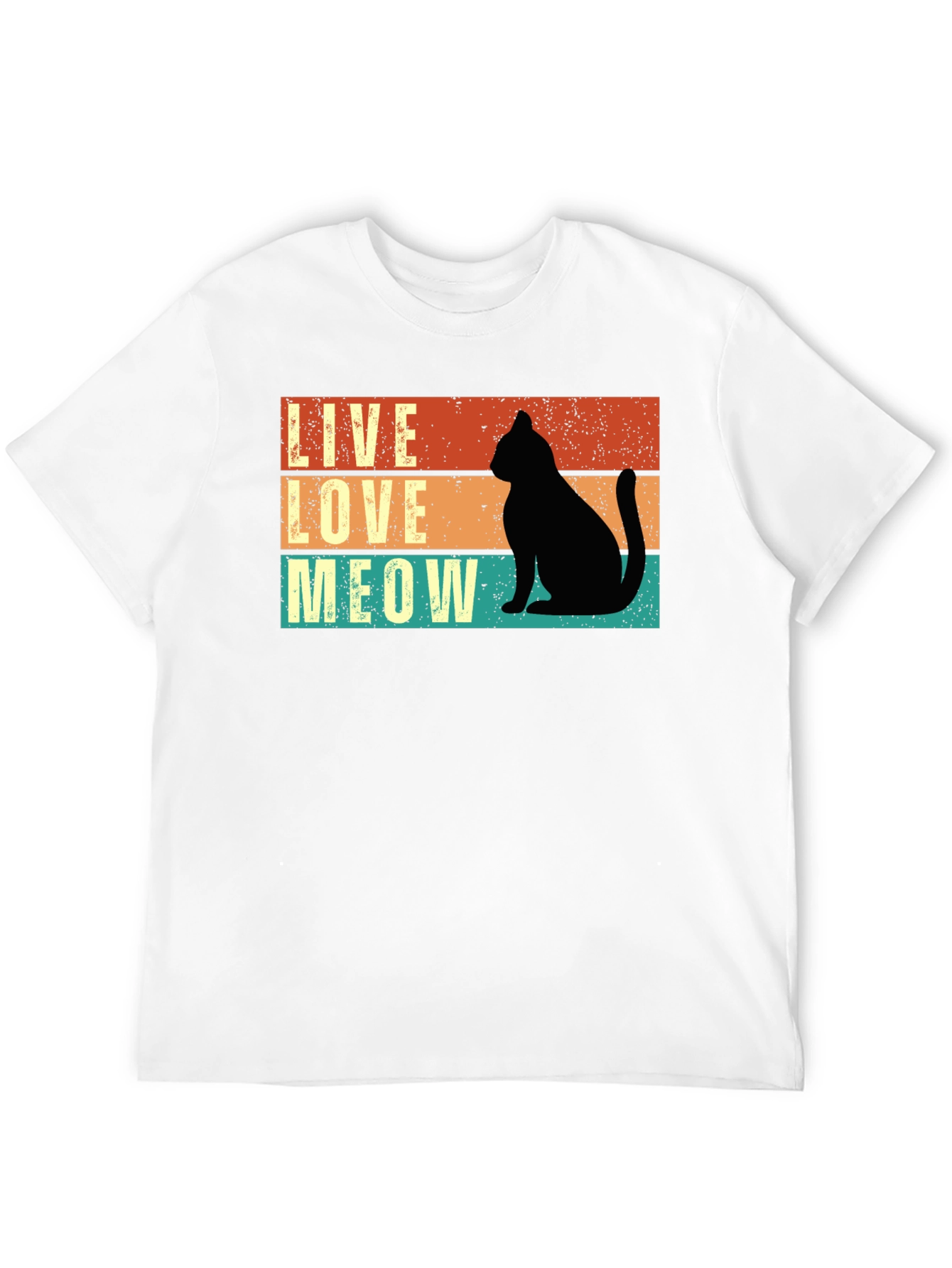 Live Love Meow Cat Silhouette Graphic Tee