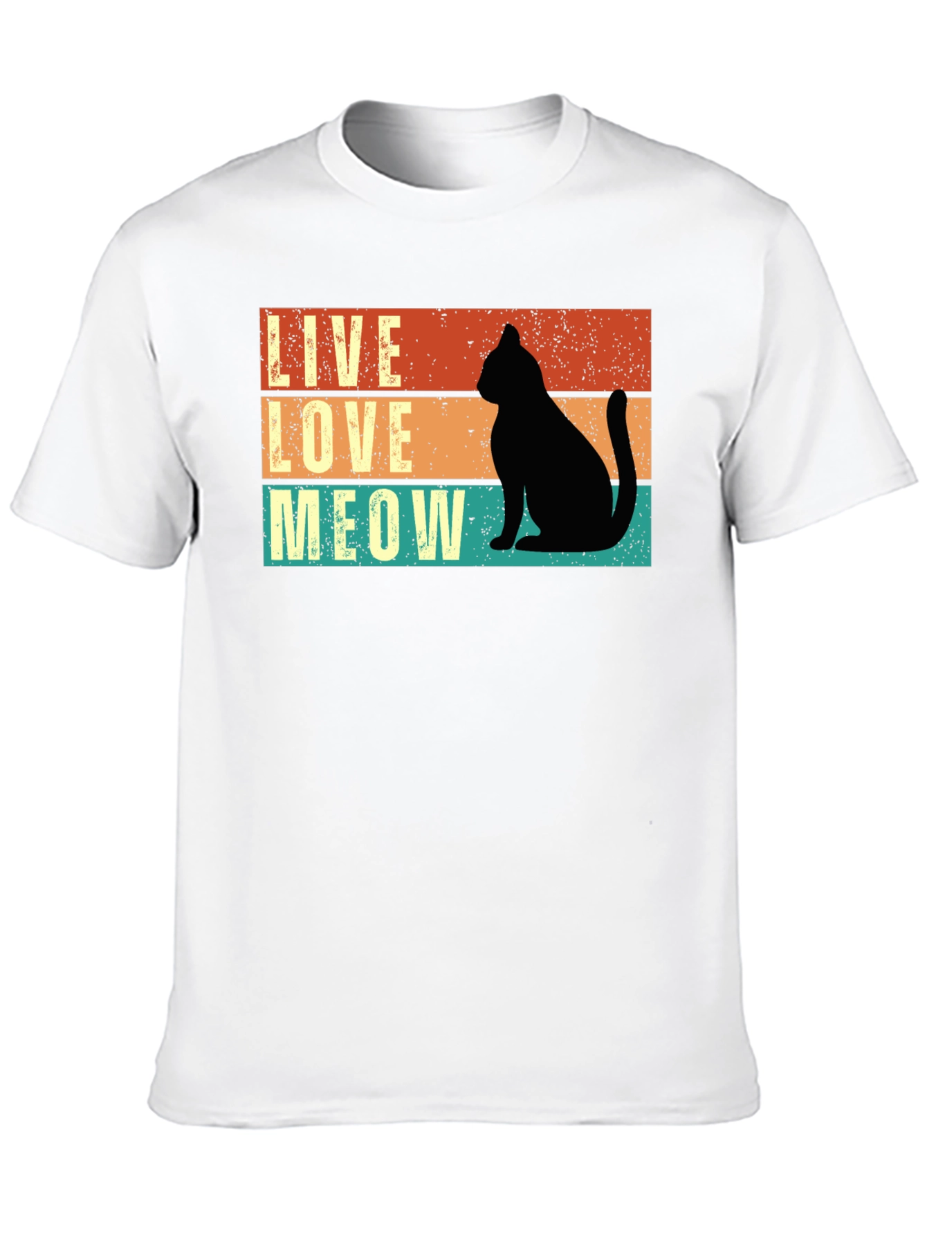 Live Love Meow Cat Silhouette Graphic Tee