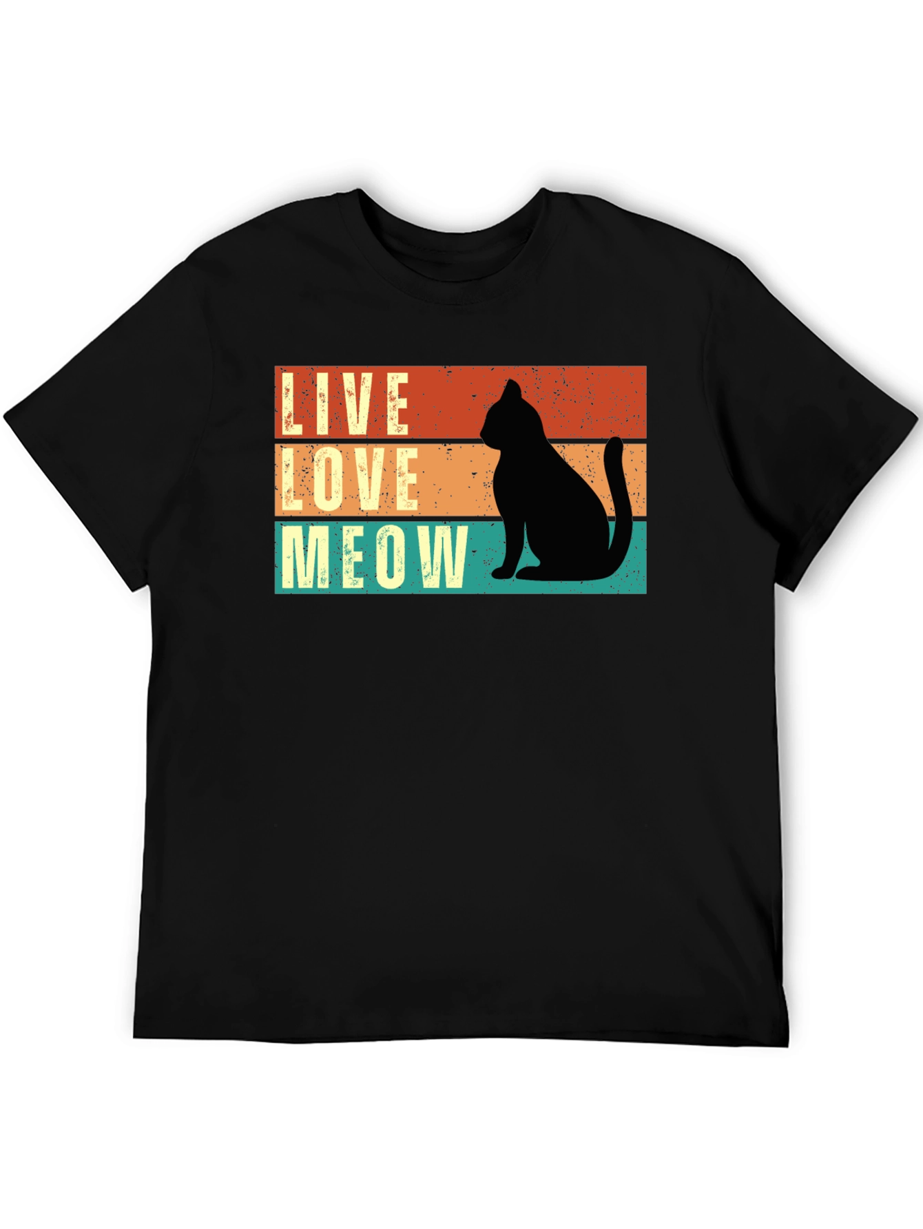 Live Love Meow Cat Silhouette Graphic Tee