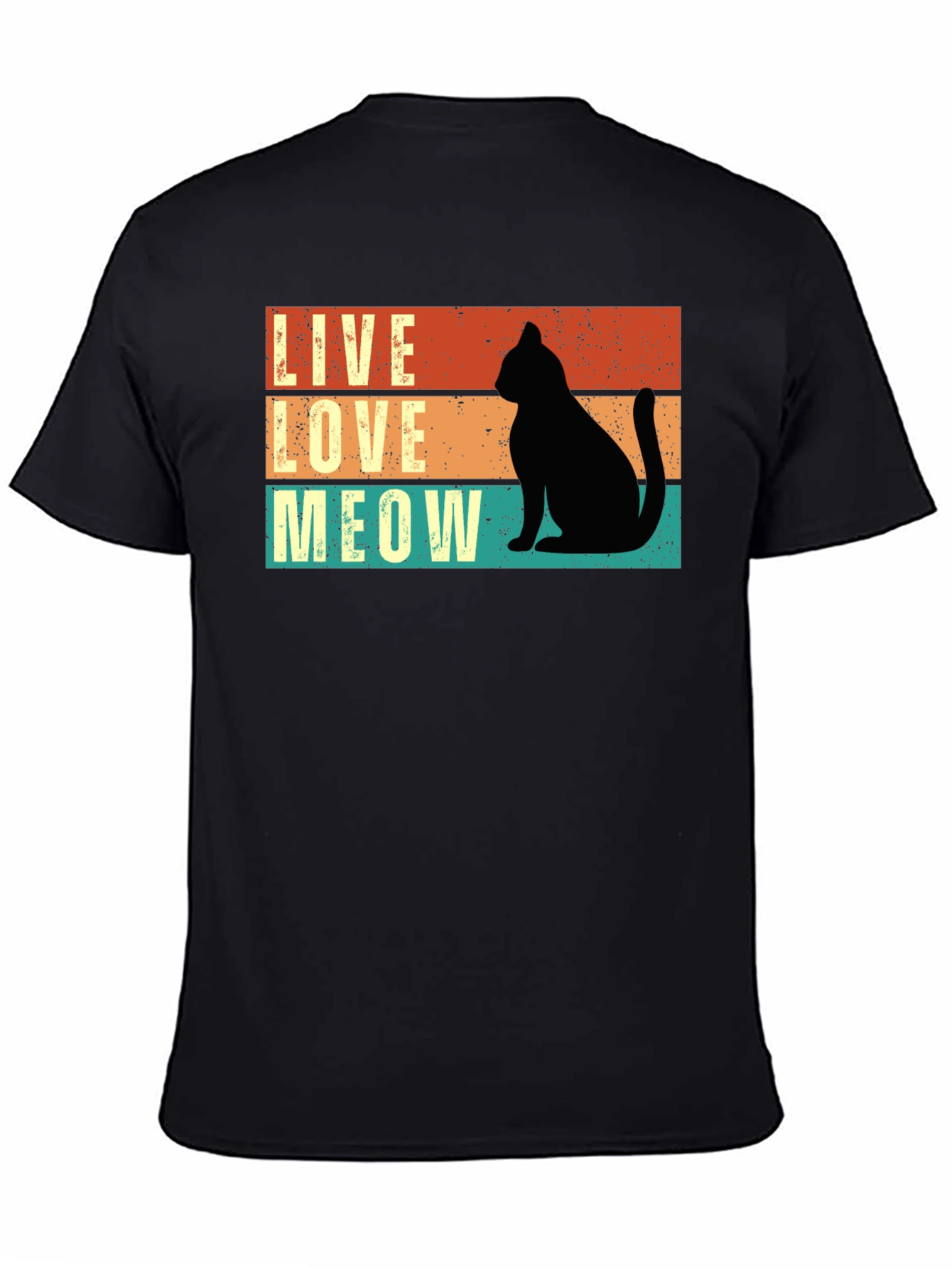 Live Love Meow Cat Silhouette Graphic Tee