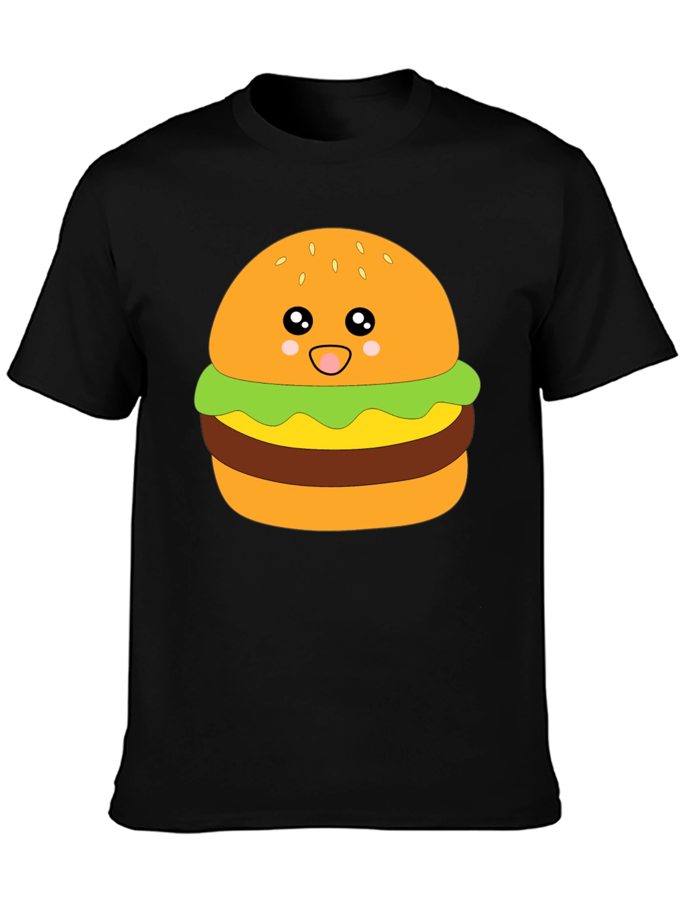 Kawaii Burger Graphic Tee - Unisex Black T-Shirt