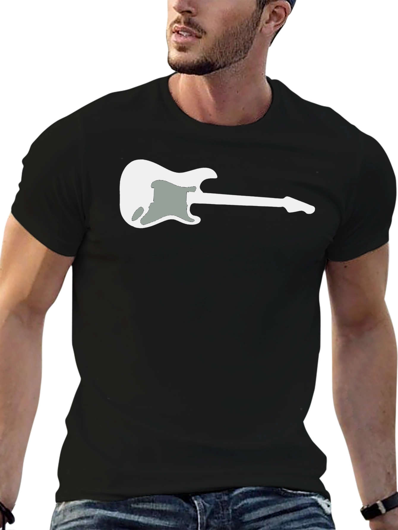 Guitar Graphic Tee - Black Casual Comfort