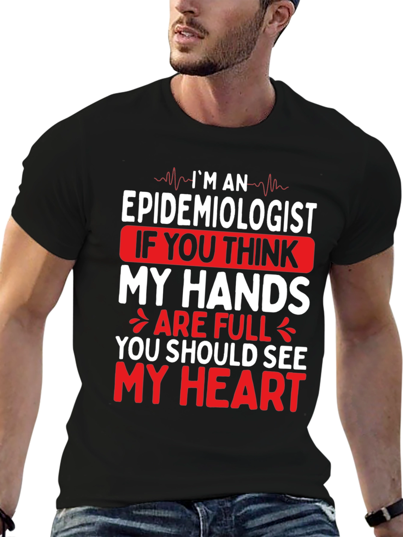 Epidemiologist Heart Graphic T-Shirt - Black