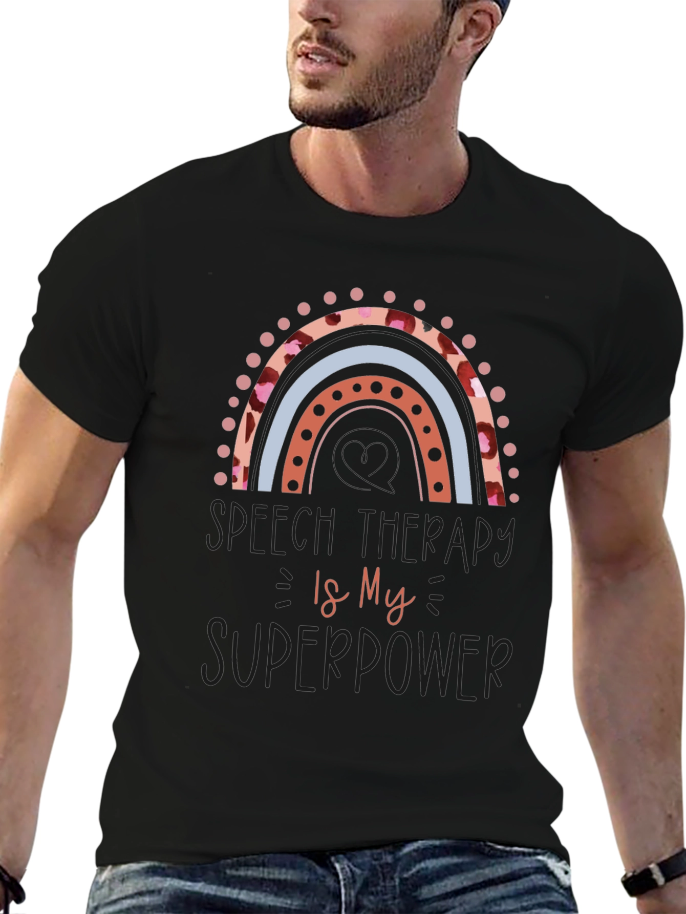 Speech Therapy Superpower Black Graphic Tee