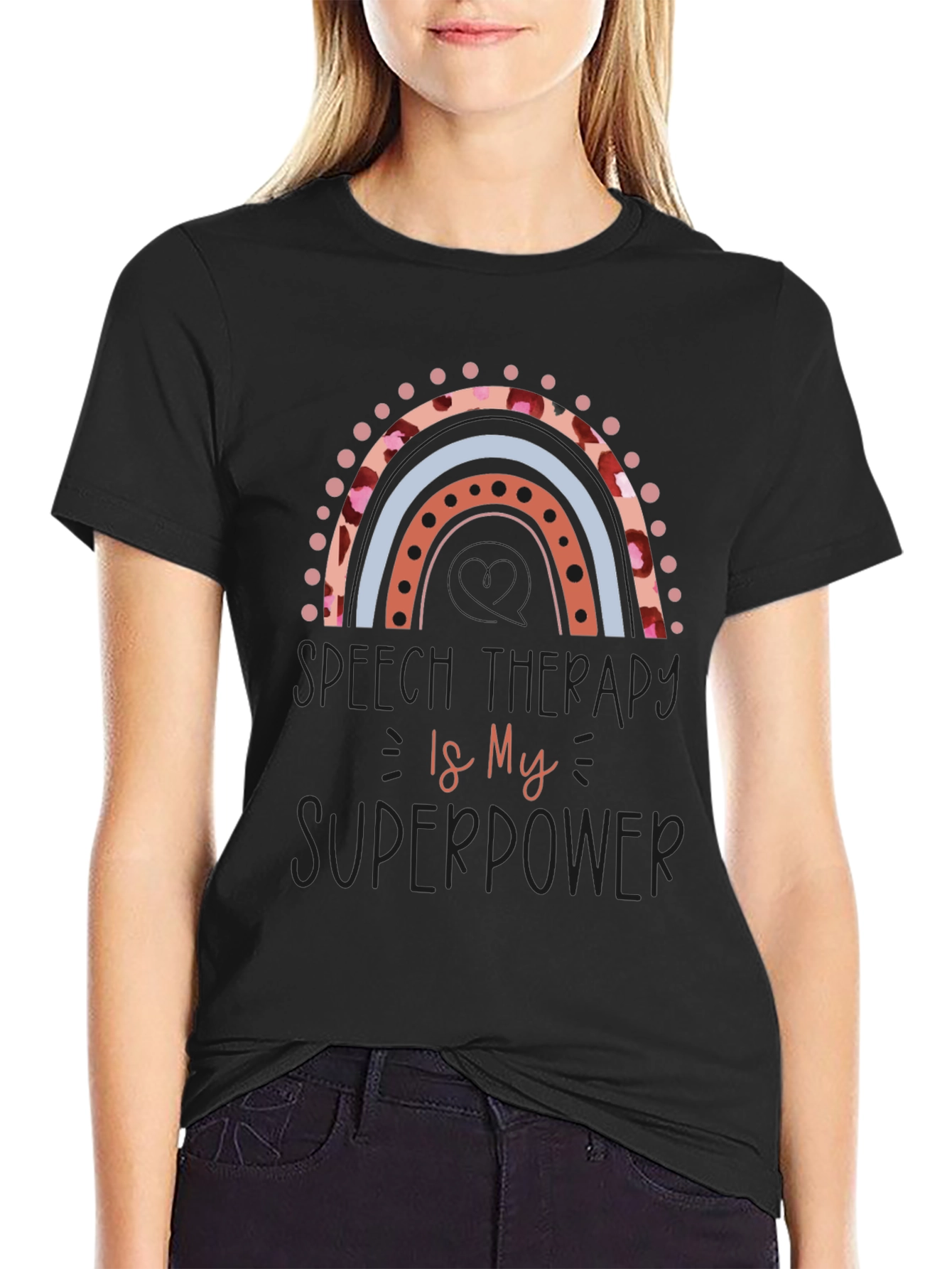 Speech Therapy Superpower Black Graphic Tee