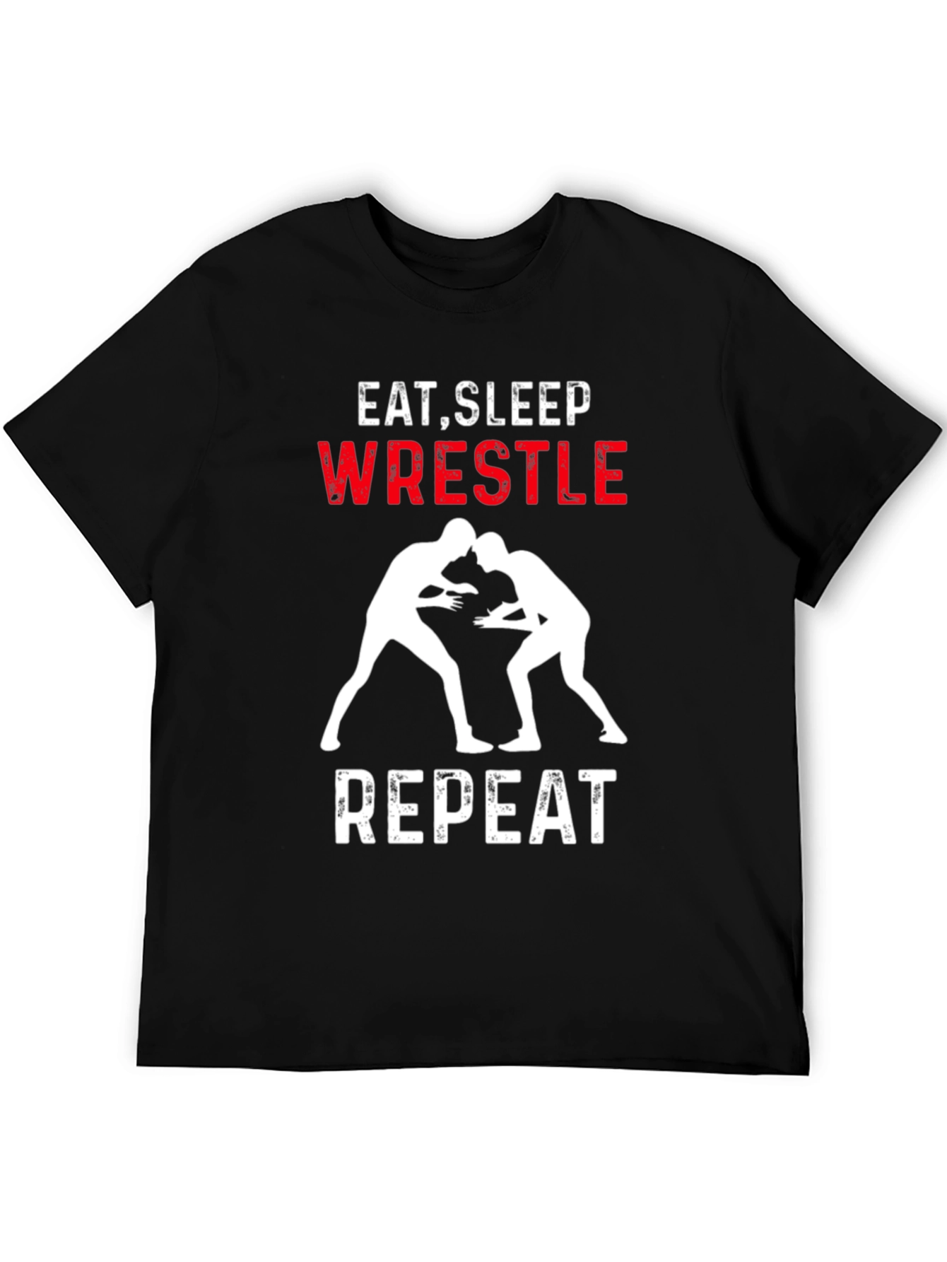 Eat Sleep Wrestle Repeat Black Graphic Tee