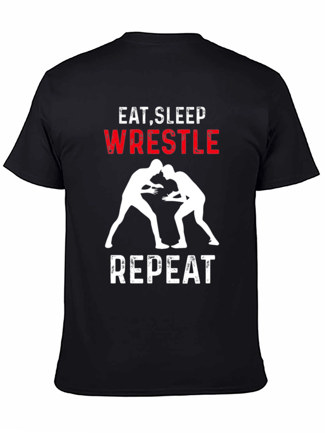 Eat Sleep Wrestle Repeat Black Graphic Tee