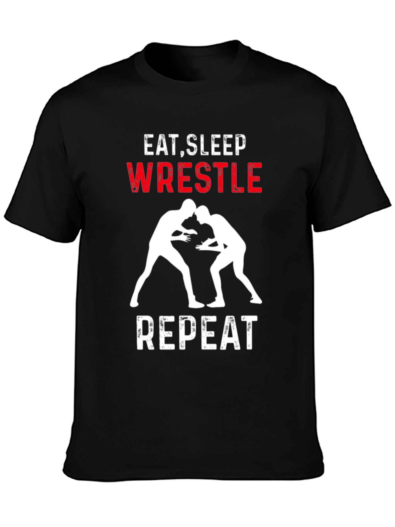 Eat Sleep Wrestle Repeat Black Graphic Tee