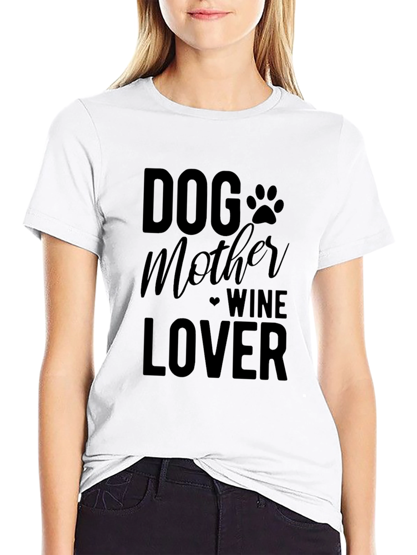 Dog Mother Wine Lover Graphic T-Shirt