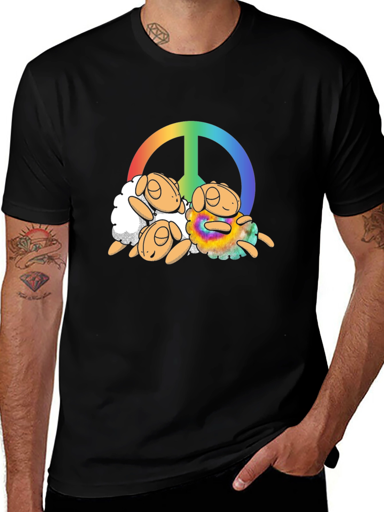 Peace Sign Sheep Graphic T-Shirt