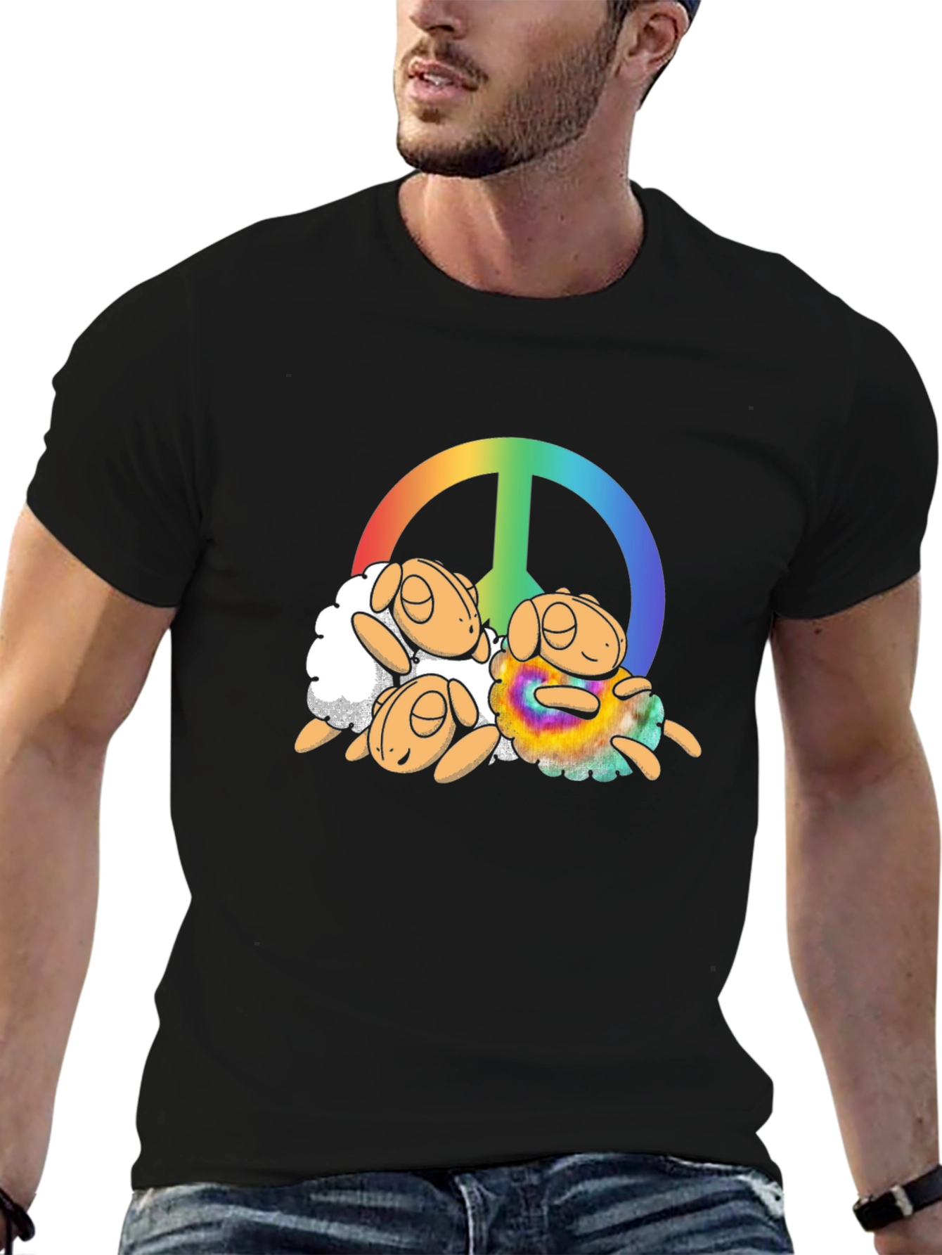 Peace Sign Sheep Graphic T-Shirt