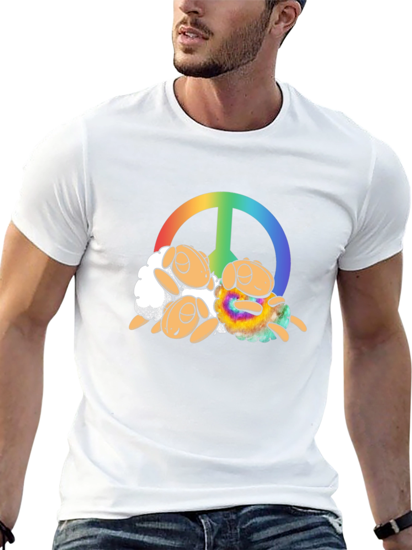 Peace Sign Sheep Graphic T-Shirt