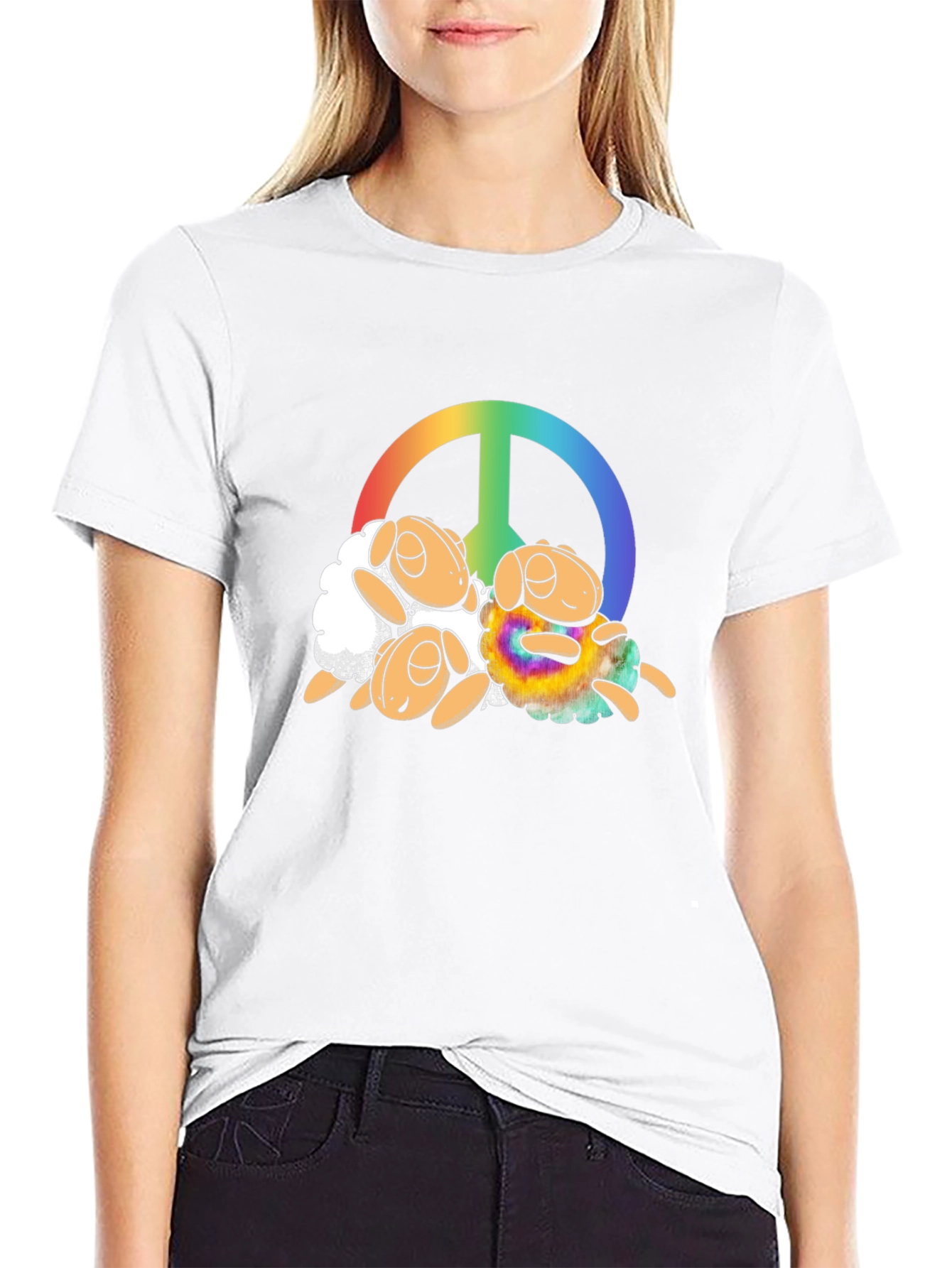 Peace Sign Sheep Graphic T-Shirt