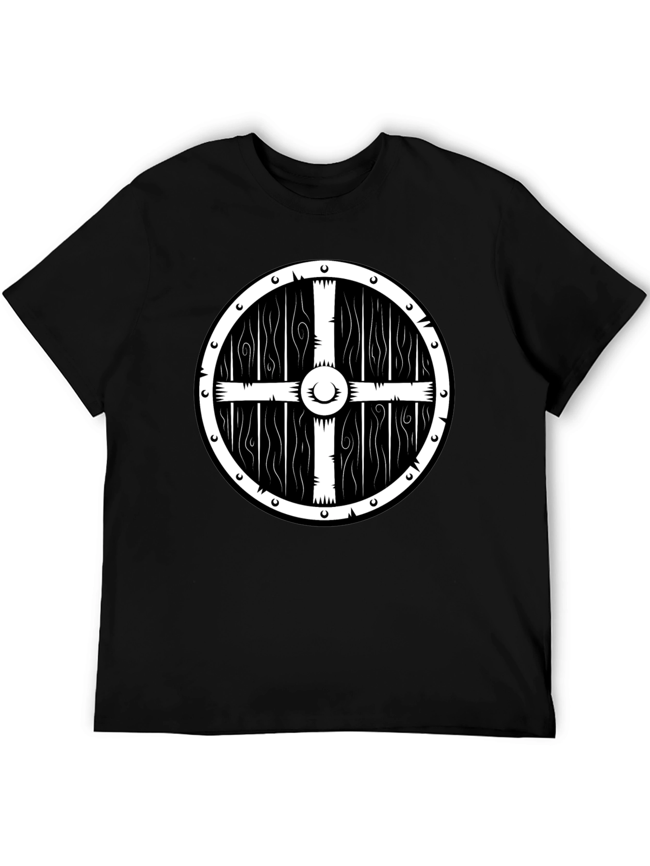 Viking Shield Graphic Tee - Black Cotton T-Shirt
