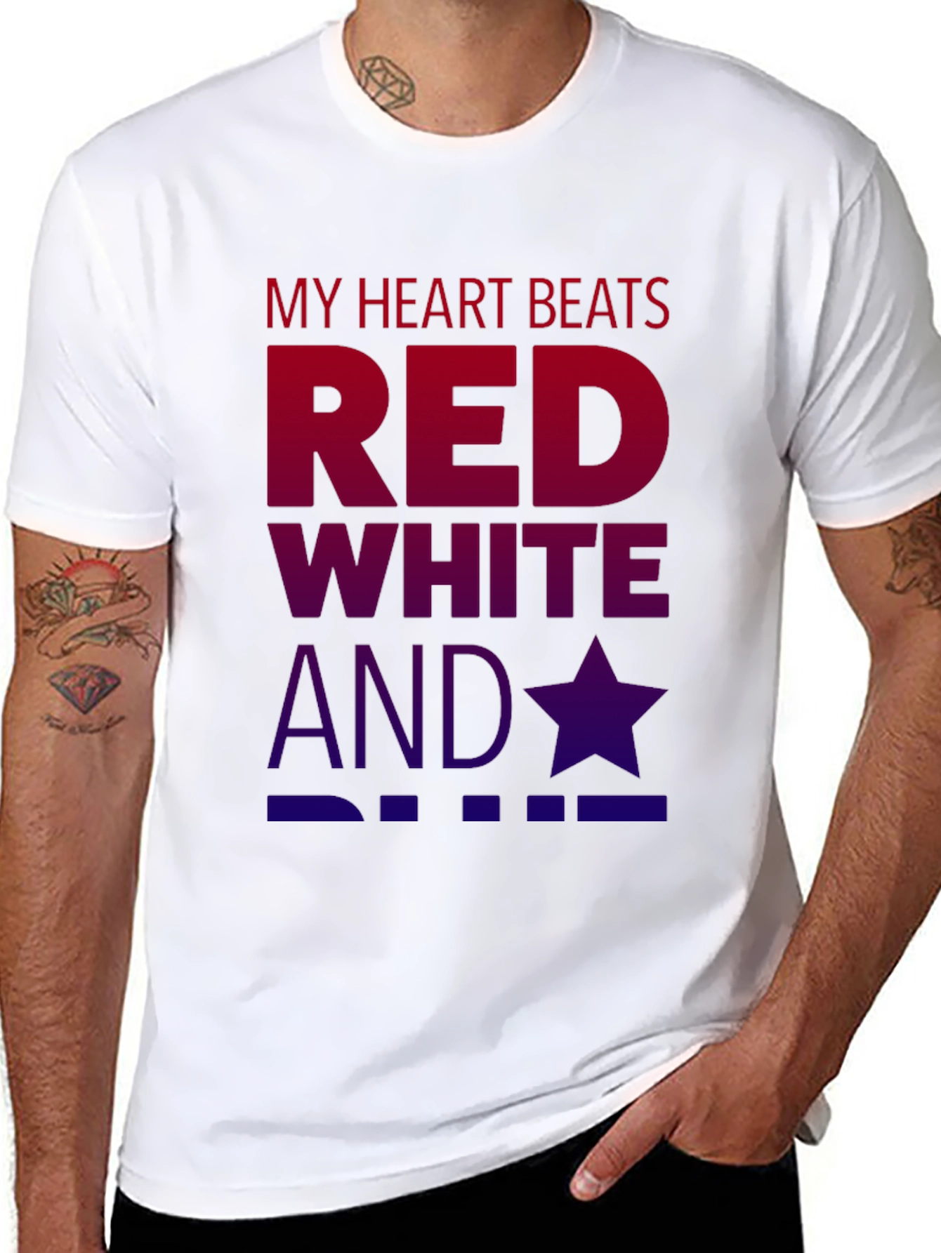 Patriotic T-Shirt: Red White and Star Graphic Tee