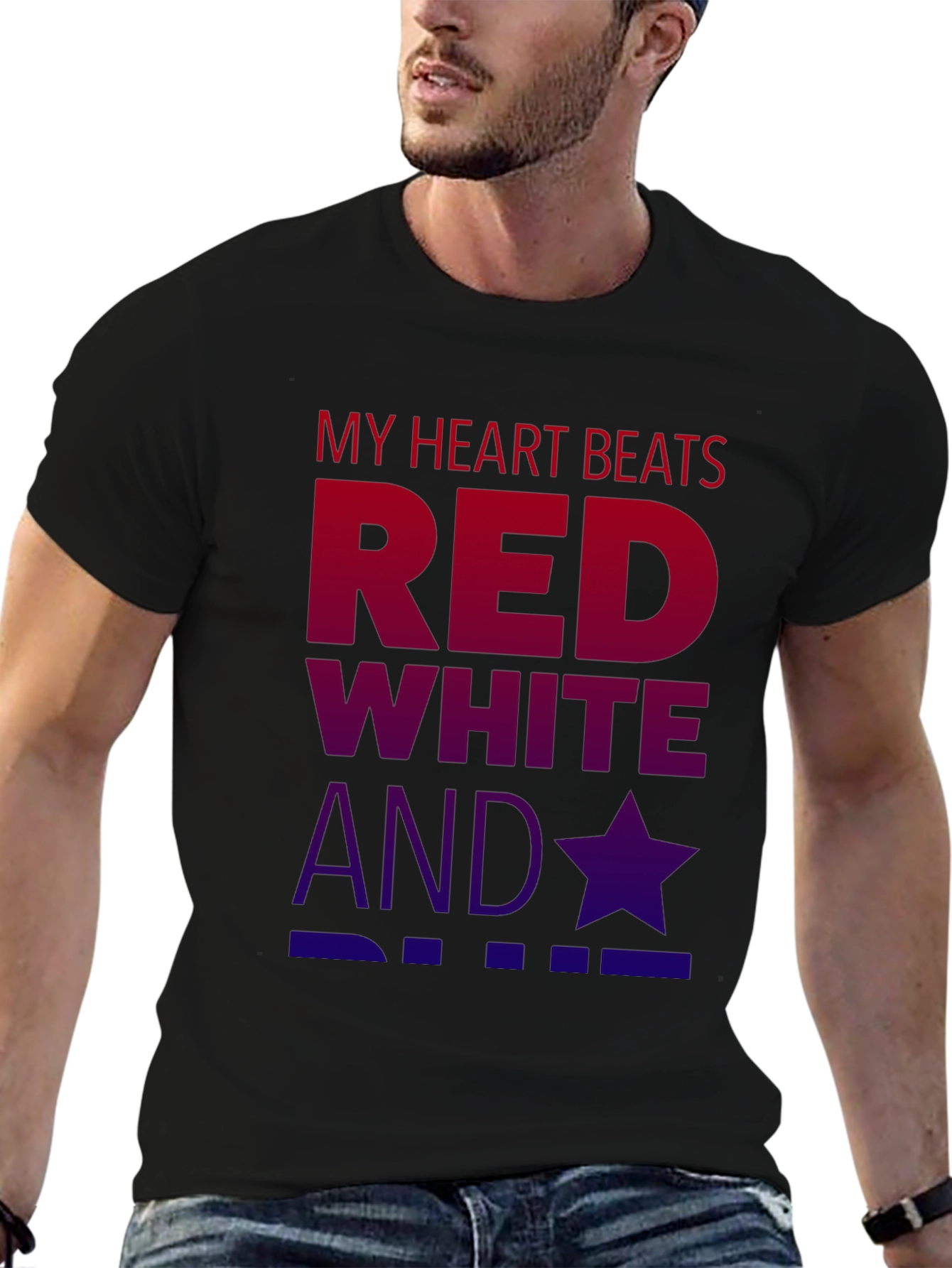 Patriotic T-Shirt: Red White and Star Graphic Tee