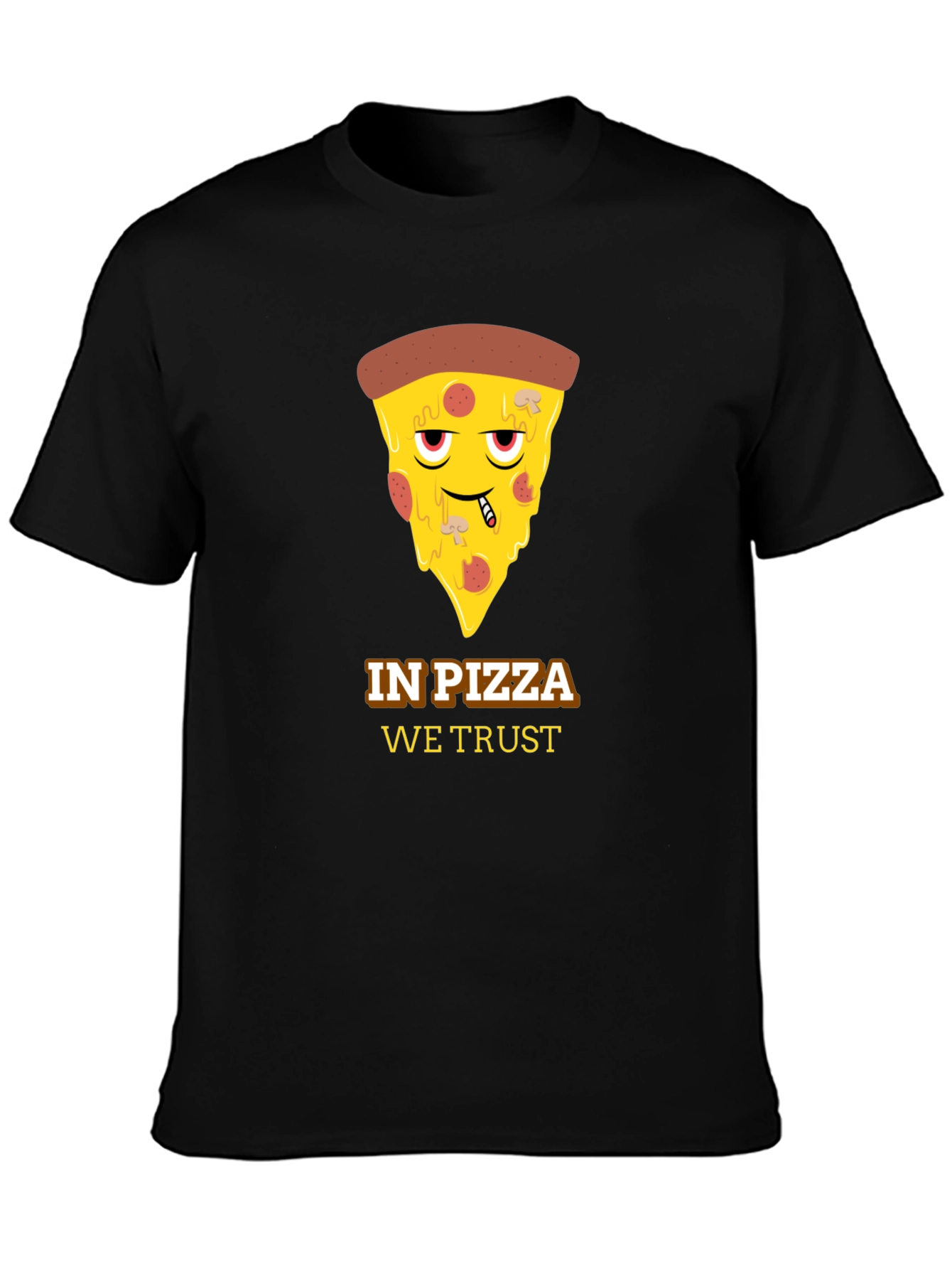 In Pizza We Trust Black Graphic Tee