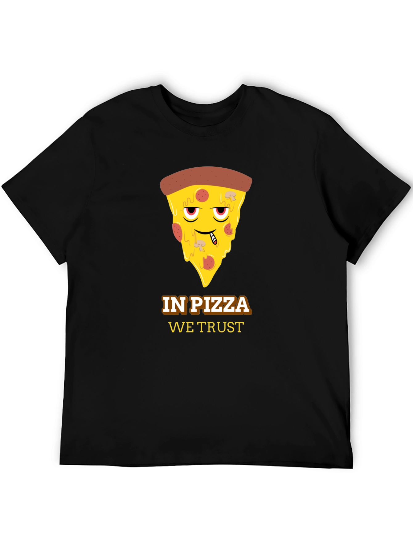 In Pizza We Trust Black Graphic Tee