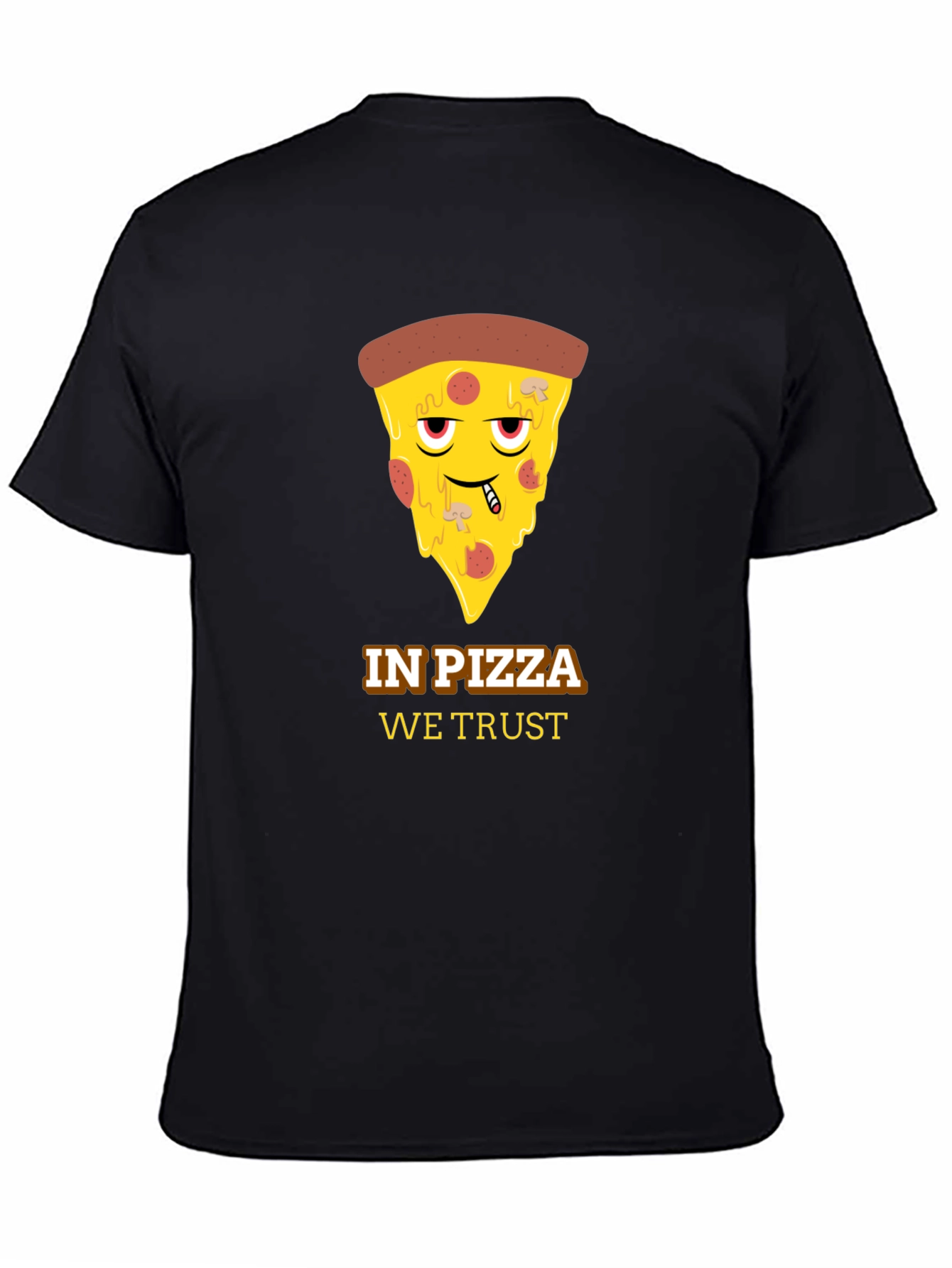 In Pizza We Trust Black Graphic Tee